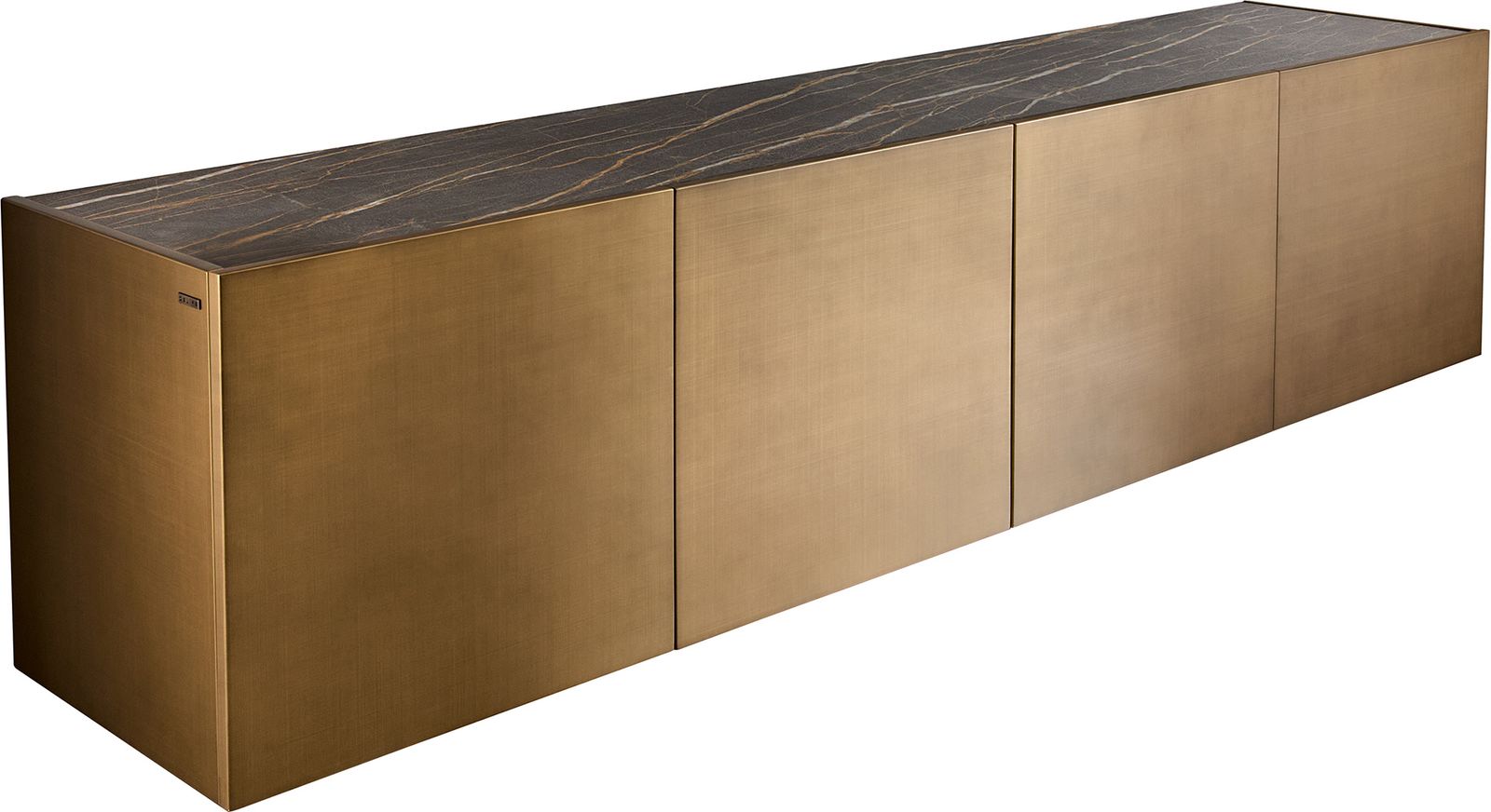 Sideboard Kazu 220 cm Metallic Gold 4 Türen Keramik Laminam®Noir Desir Braun