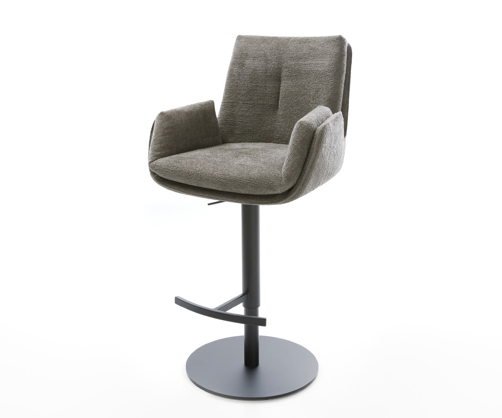 Barstuhl Clea-Flex Bouclé Soft Schlamm Drehfuß höhenverstellbar Metall Schwarz 1