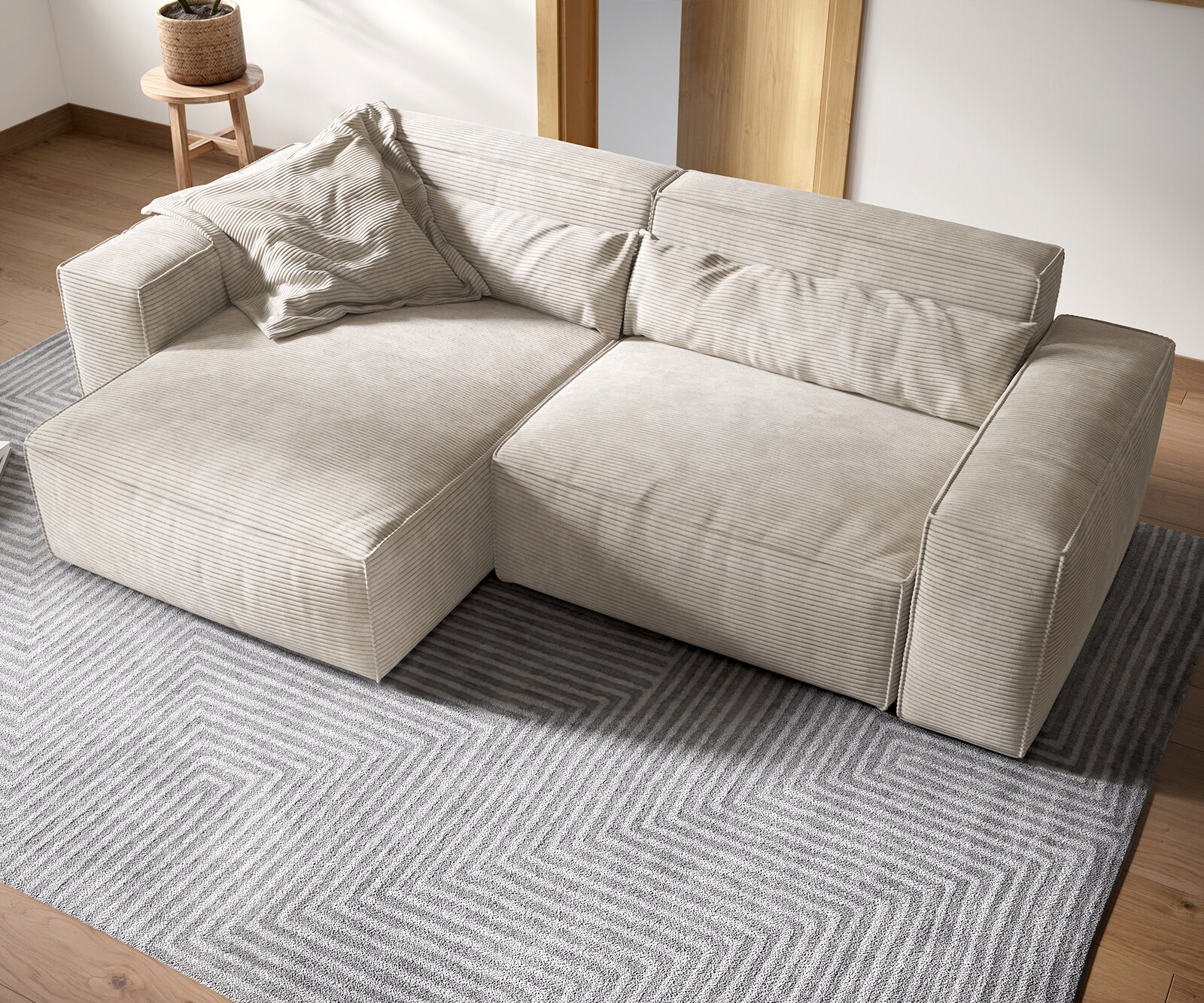Ecksofa Sirpio XL 270x170 cm Cord Beige Recamiere variabel 3
