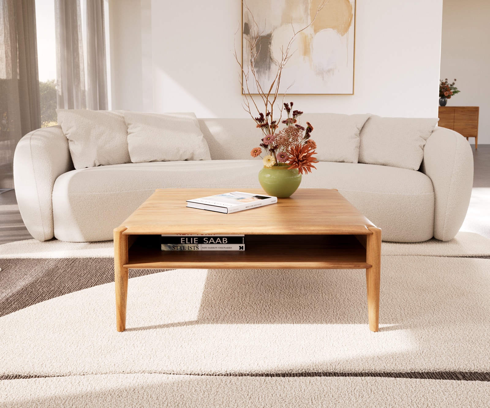 Couchtisch Simcha 90x90 cm Akazie Natur 1 Fach 1 Couchtisch Simcha 90x90 cm Akazie Natur 1 Fach 1