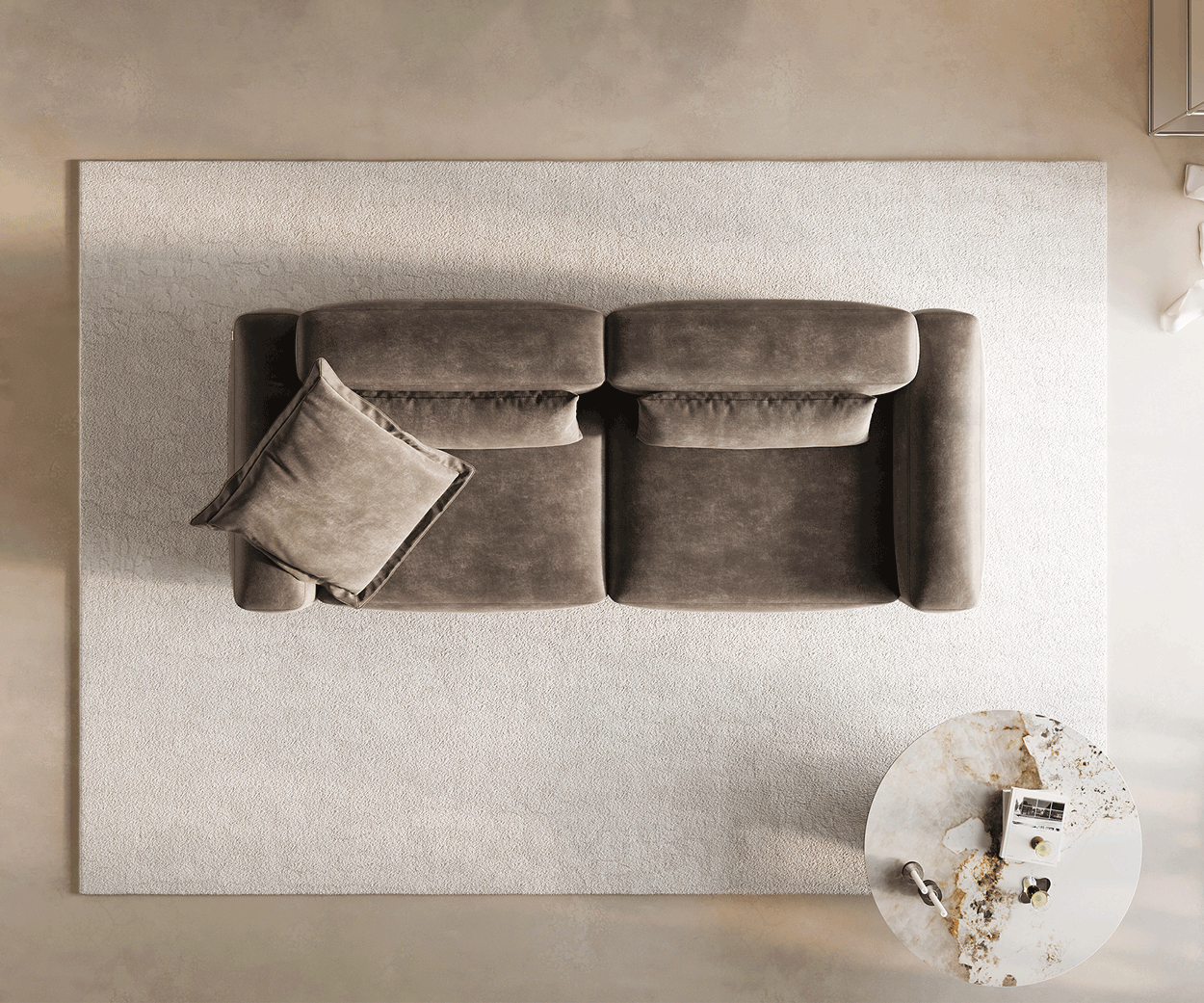 Big-Sofa Freestyle 280x110 cm Mikrofaser Taupe Vintage Kappnaht 5