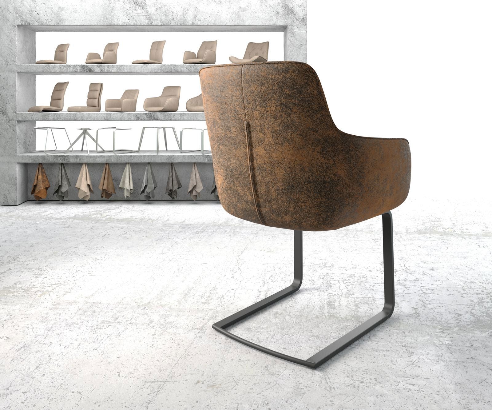 Schwingstuhl Pejo-Flex Braun Antik Freischwinger flach Schwarz 3 Schwingstuhl Pejo-Flex Braun Antik Freischwinger flach Schwarz 3