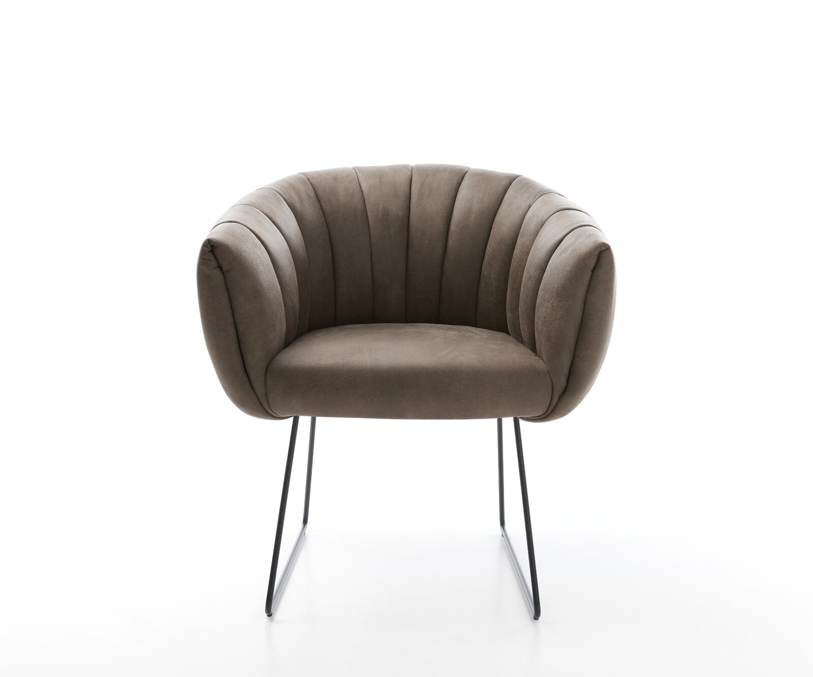 Esszimmerstuhl Jada-Flex Mikrofaser Taupe Vintage Kufengestell Schwarz Taschenfederkern 1