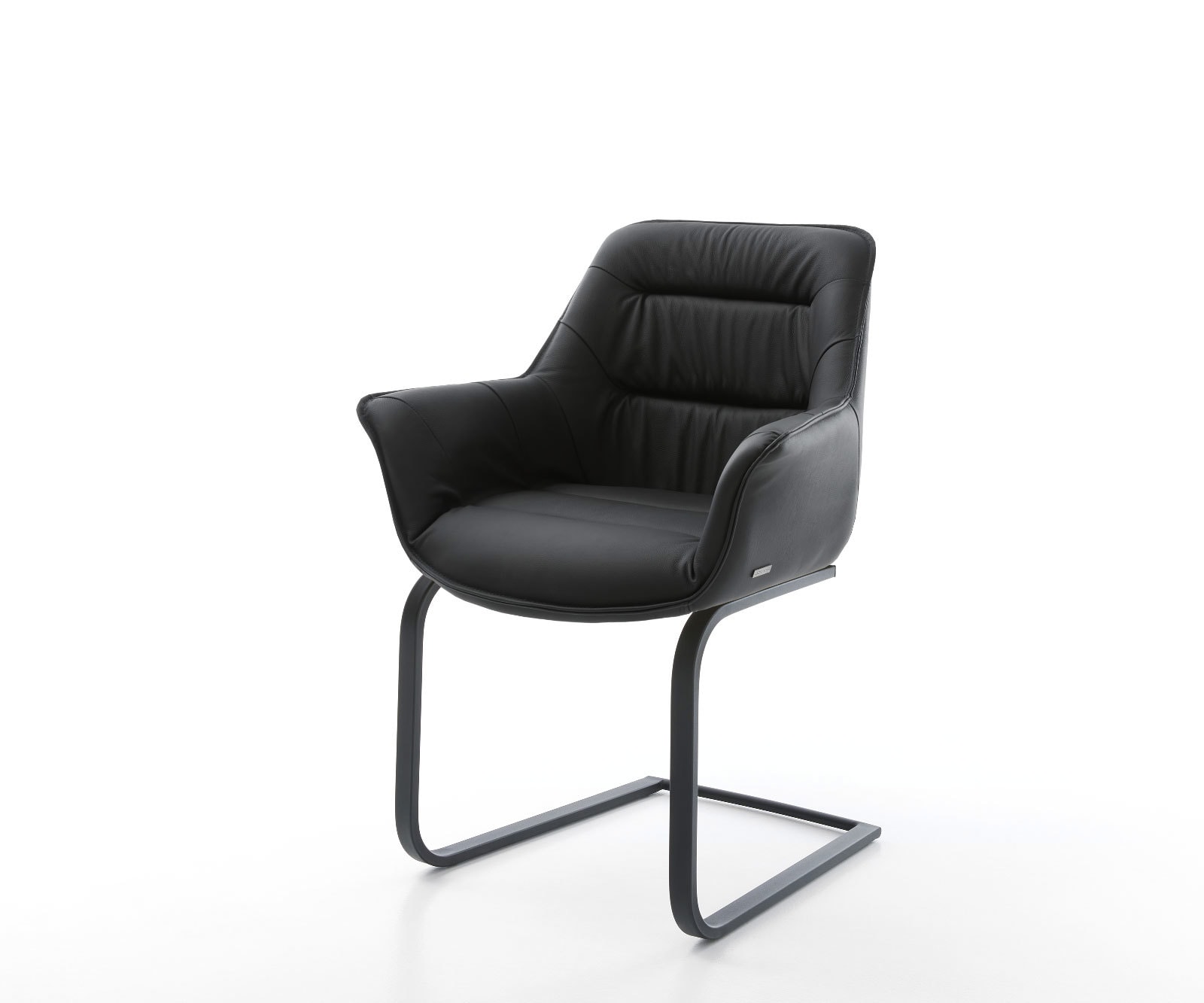 Freischwinger Kaira-Flex Echt-Leder Schwarz Freischwinger flach Schwarz günstig online kaufen