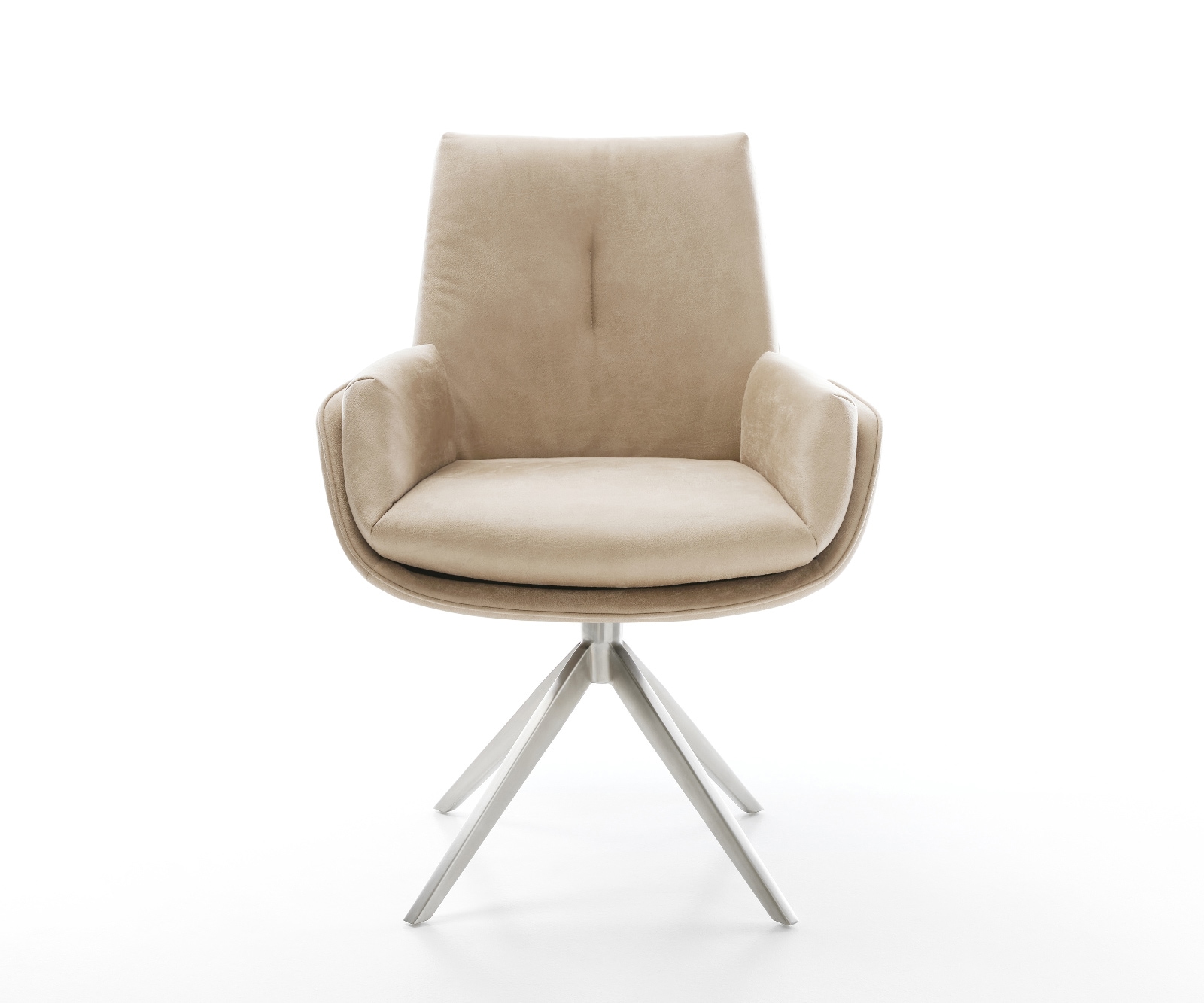 Drehstuhl Clea-Flex Mikrofaser Beige Vintage Kreuzgestell breit Edelstahl 360° drehbar Wippfunktion 2