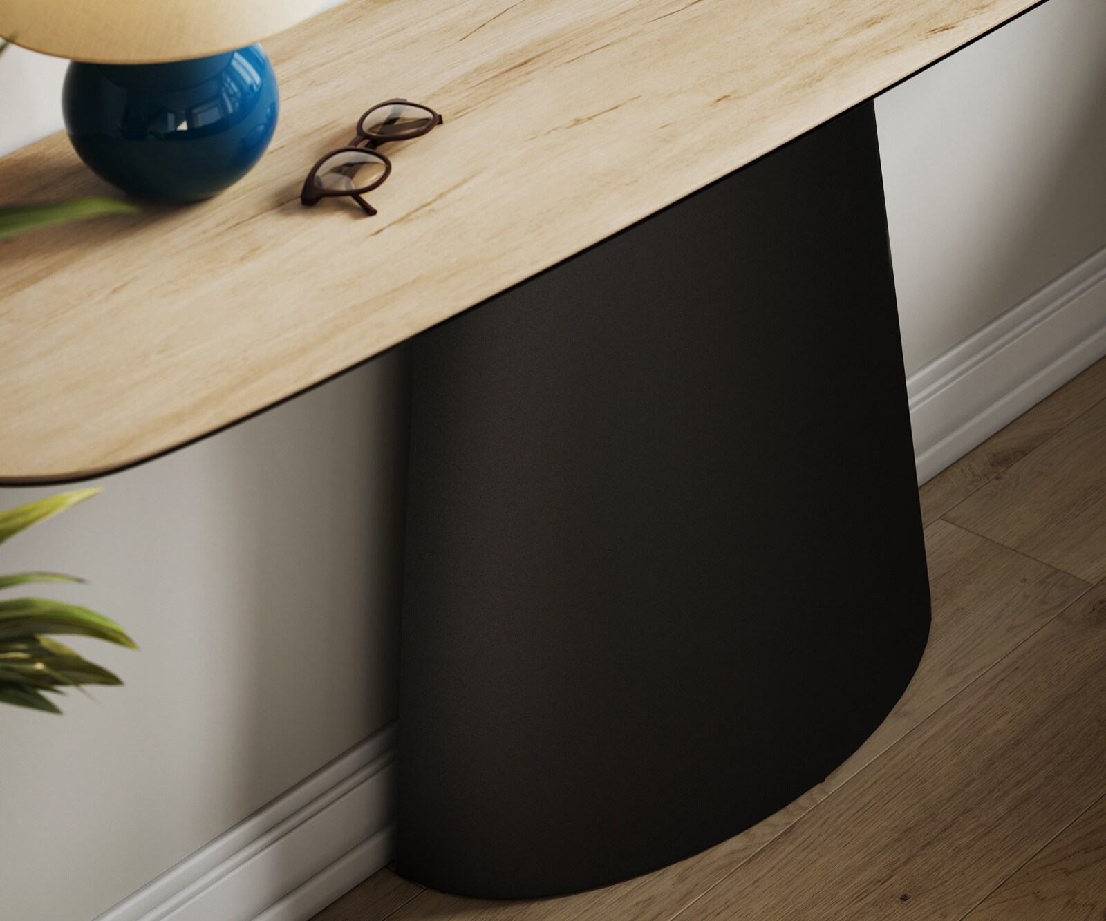 Konsolentisch Edge Boot 180x40 cm Keramik Laminam® Sabbia Eichefarbig Conos Metall Schwarz 5