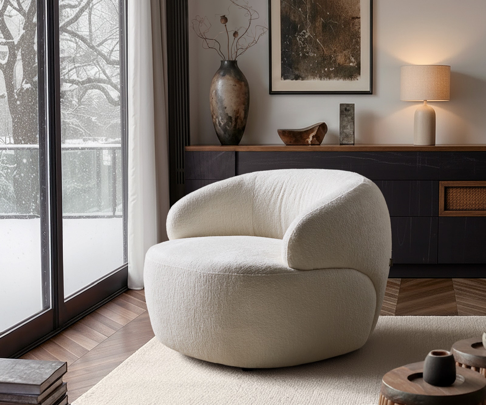 Loungesessel Nova 88x88 cm Bouclé Soft Beige