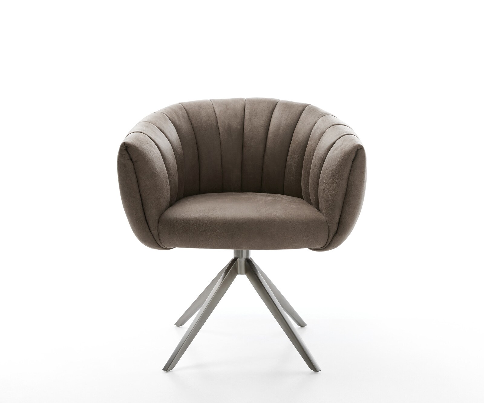 Drehstuhl Jada-Flex Mikrofaser Taupe Vintage Kreuzgestell breit Graphit 360° drehbar Wippfunktion Taschenfederkern 1