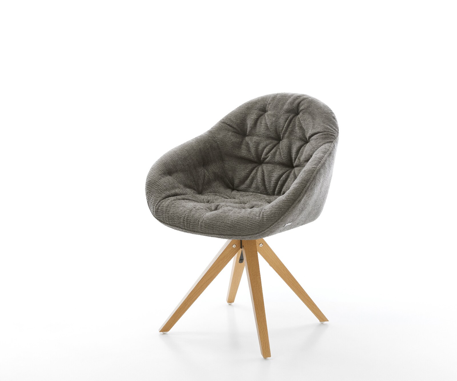 Drehstuhl Gaio-Flex Bouclé Soft Schlamm Holzgestell kantig Natur 180° drehb günstig online kaufen