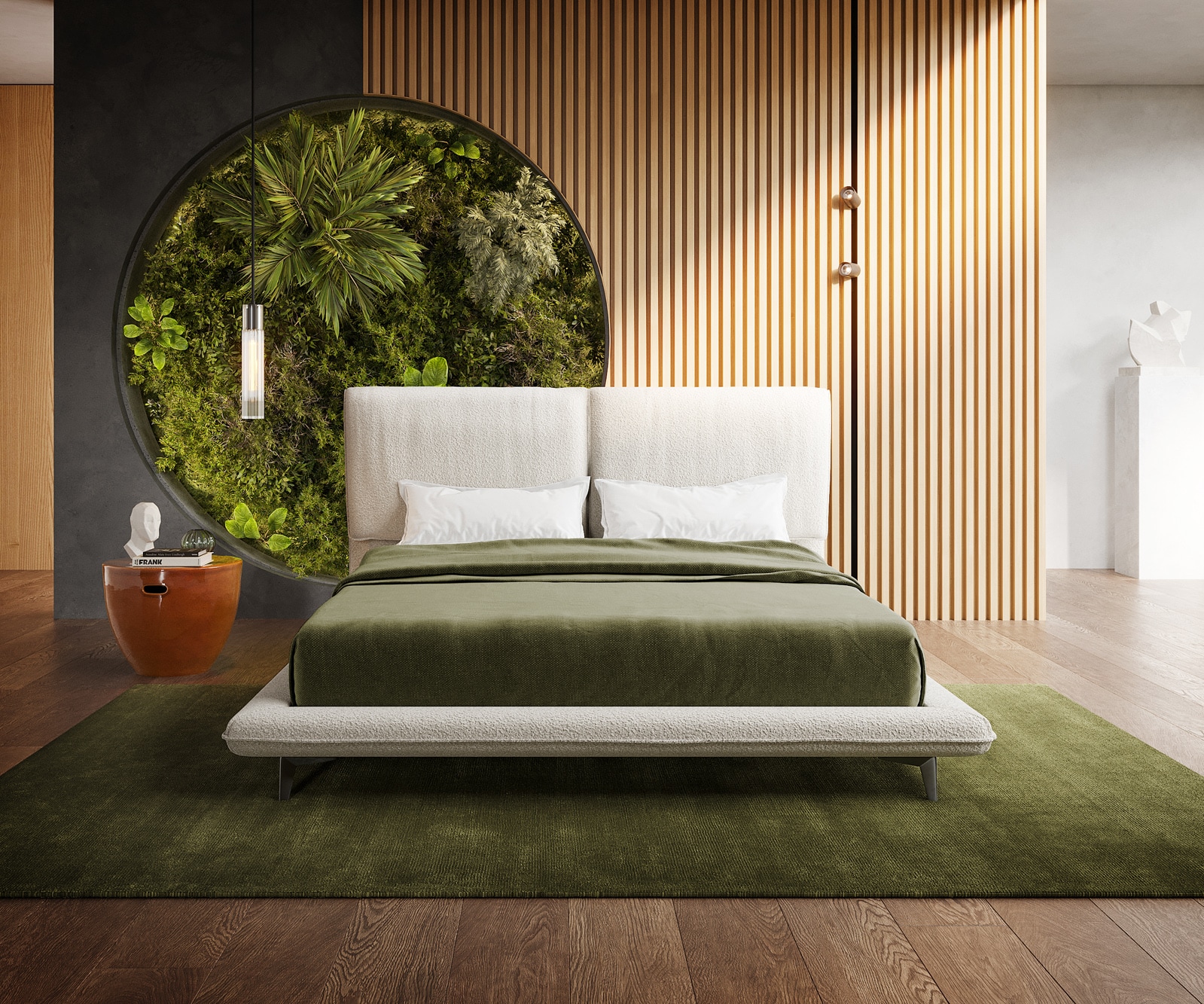 Polsterbettgestell Cusino 140x200 cm Bouclé Creme-Weiß 2