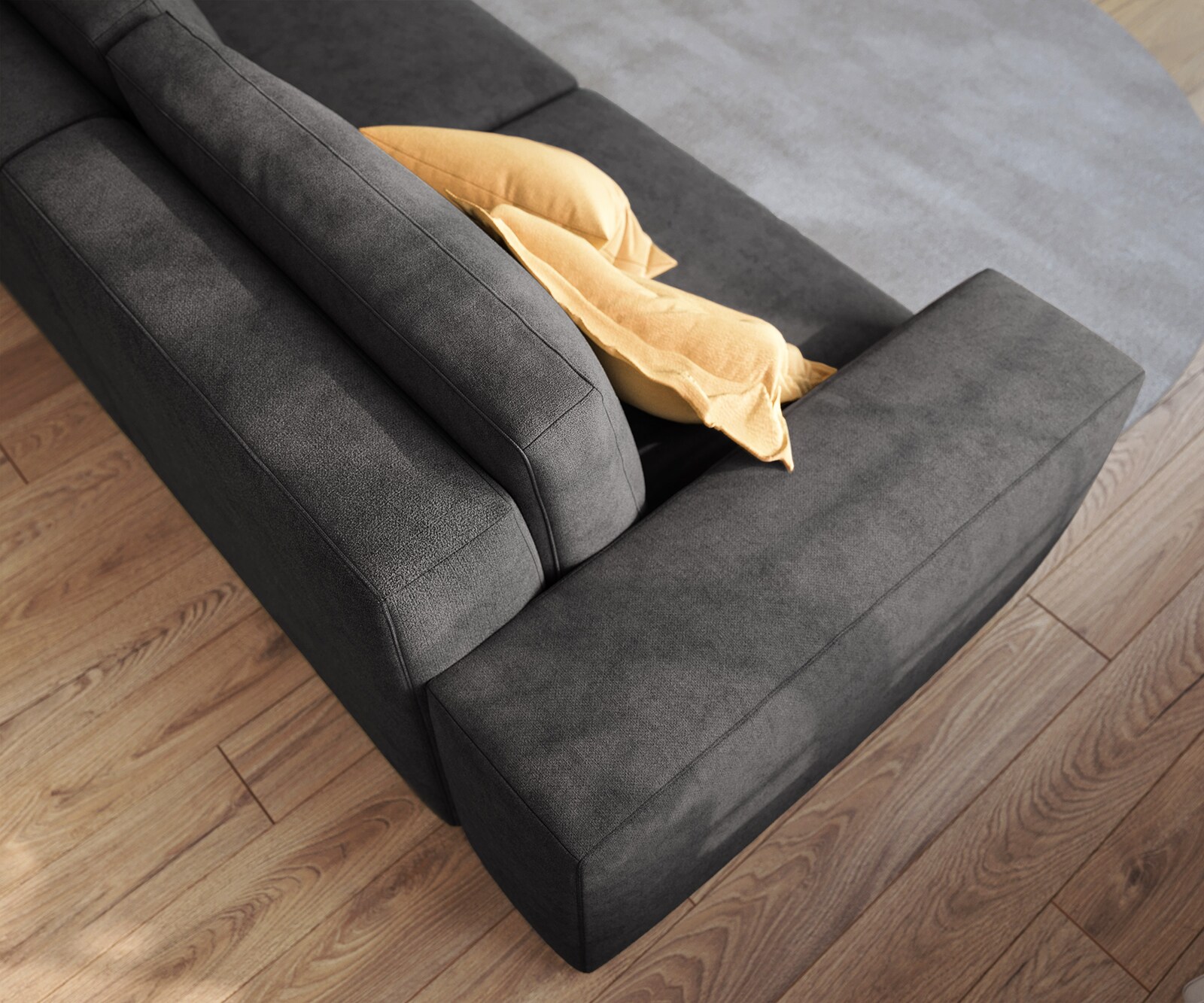 Big-Sofa Lanzo 230x95 cm Mikrofaser Schwarz 6