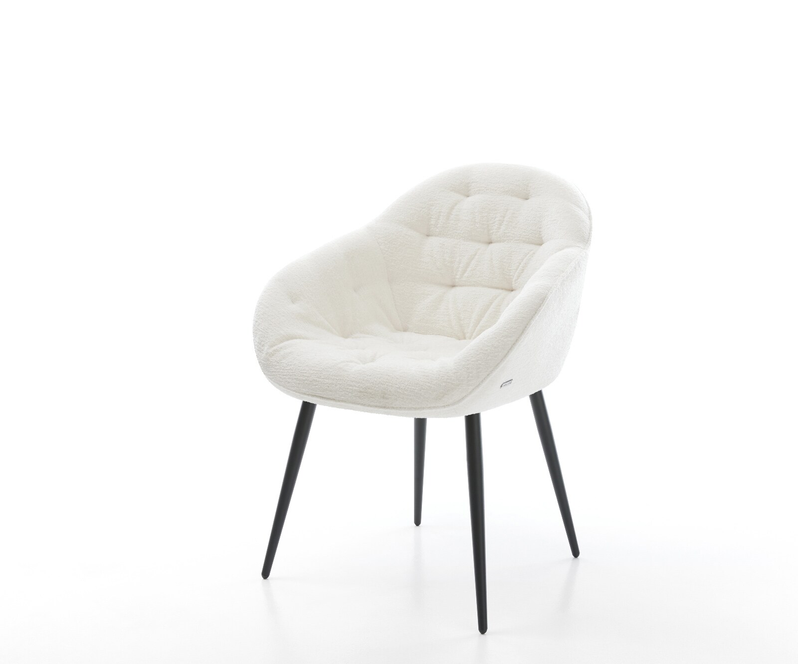 DELIFE Esszimmerstuhl Gaio-Flex Bouclé Soft Beige 4-Fuß konisch Schwarz
