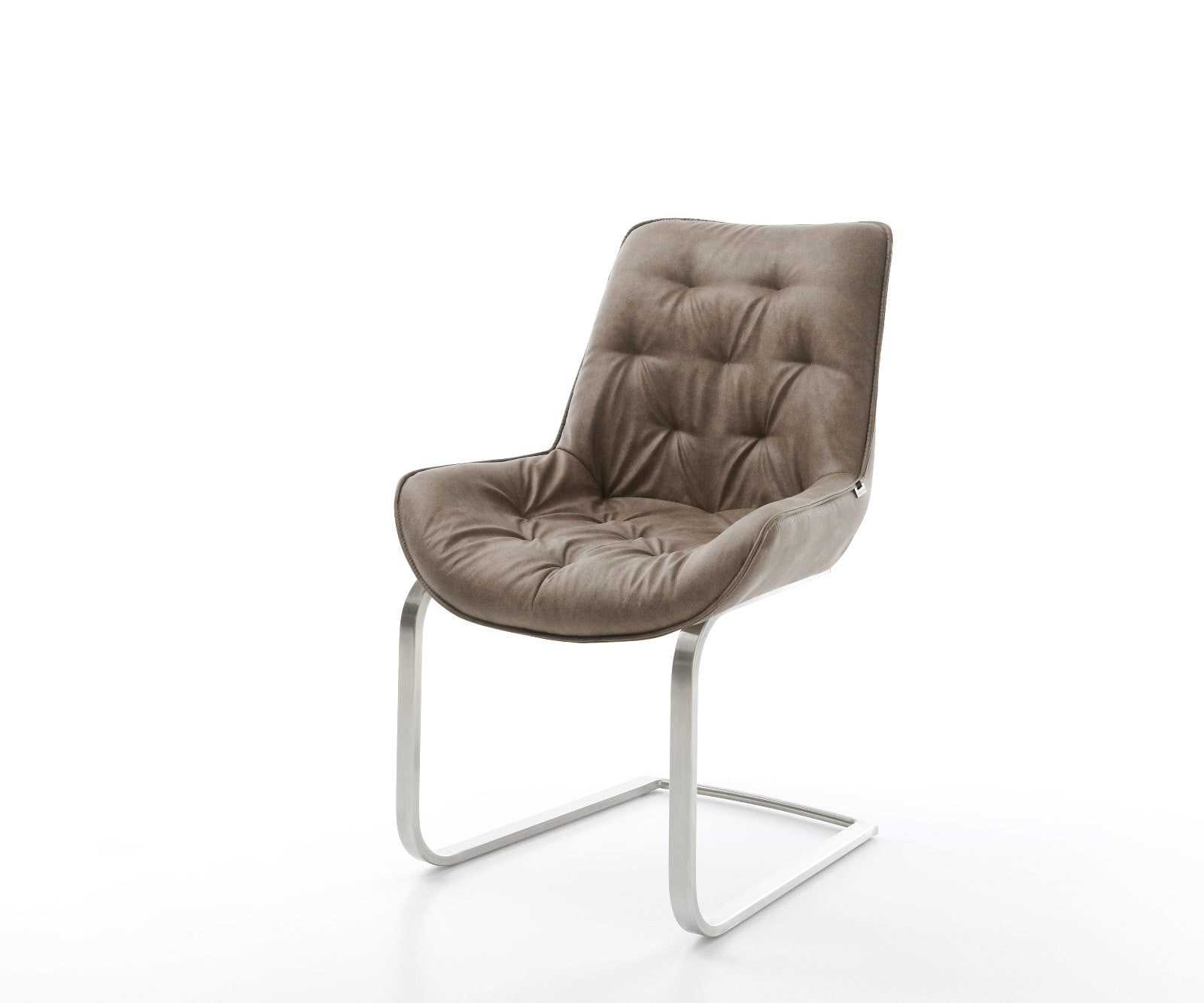 Freischwinger Taimi-Flex Mikrofaser Taupe Vintage Freischwinger flach Edelstahl