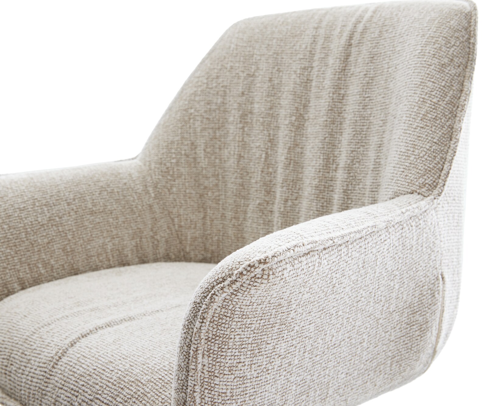 Drehstuhl Keila-Flex mit Armlehnen Webstoff Soft Beige Holzgestell kantig Natur 180° drehbar 4