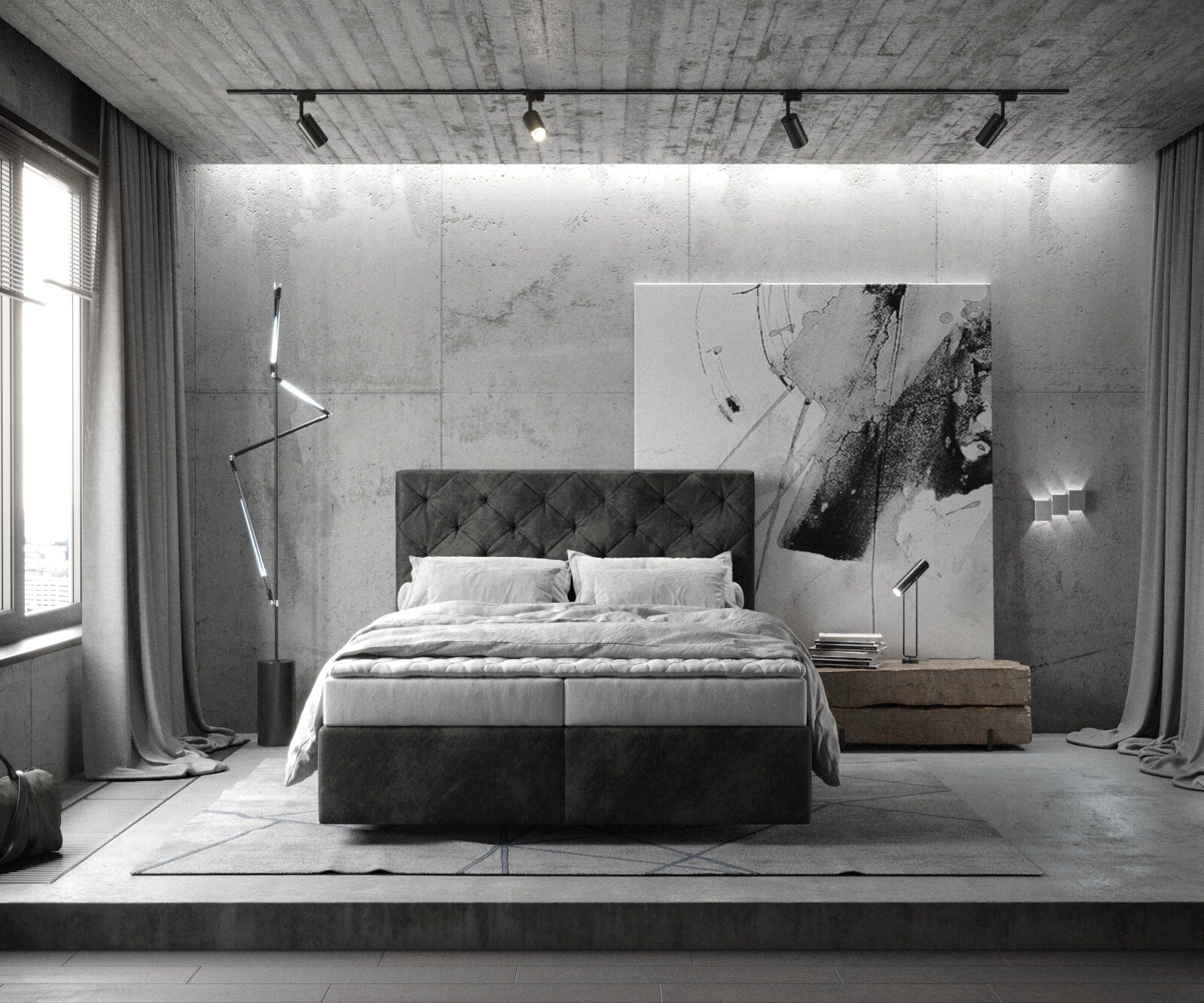 Boxspringbett Dream-Great 140x200 cm Mikrofaser Anthrazit Vintage mit Matratze und Topper 1