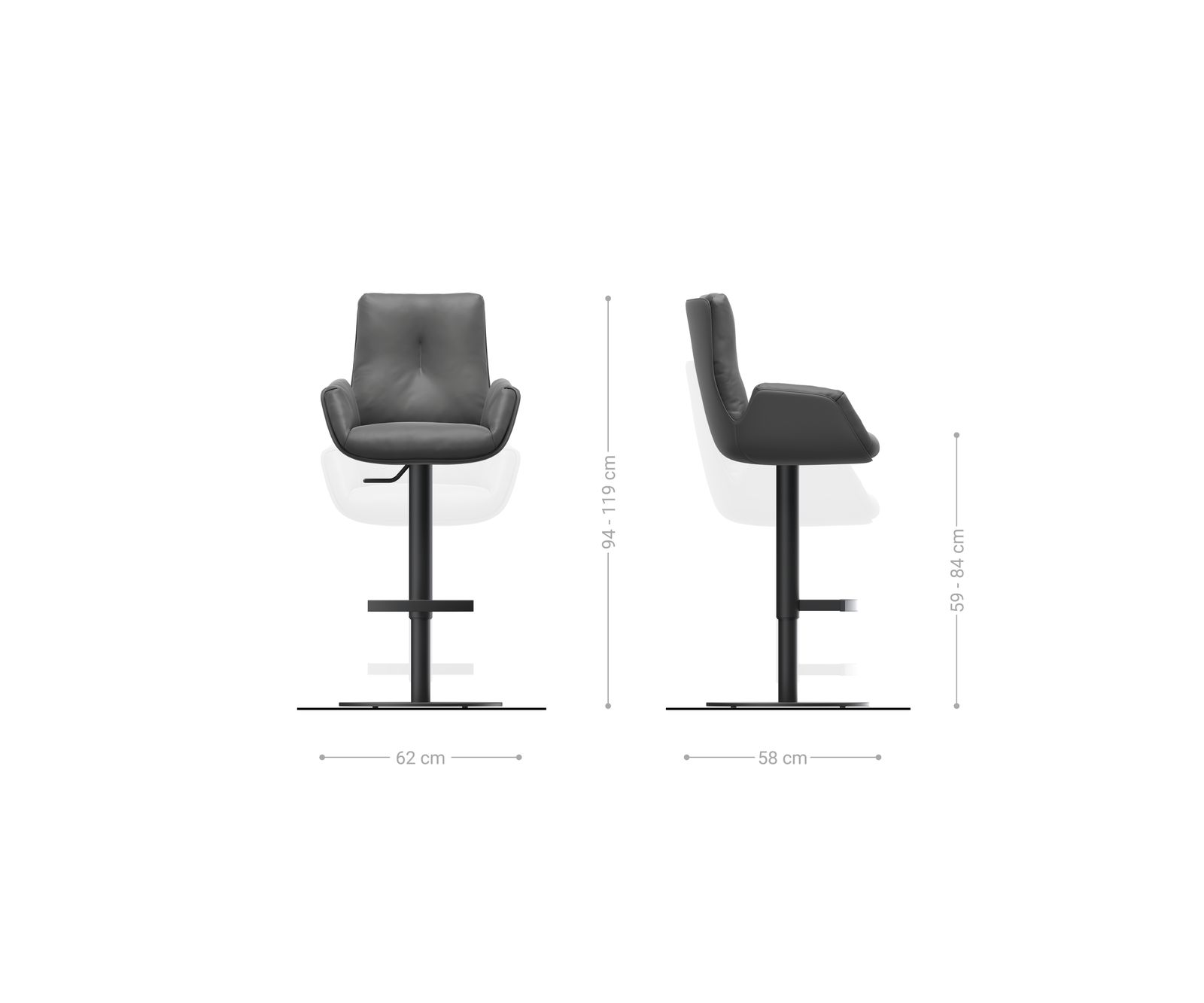 Barstuhl Clea-Flex Bouclé Soft Beige Drehfuß höhenverstellbar Metall Schwarz 6