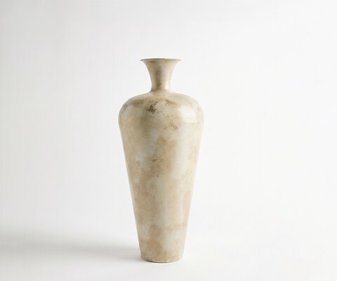 Vase Marvella B27 x T27 x H64 cm Metall Alabaster Gold Handgemacht