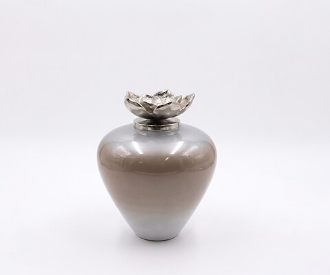Vase Florena B22 x T22 x H28 cm Glas Mokka Opal Handgemacht