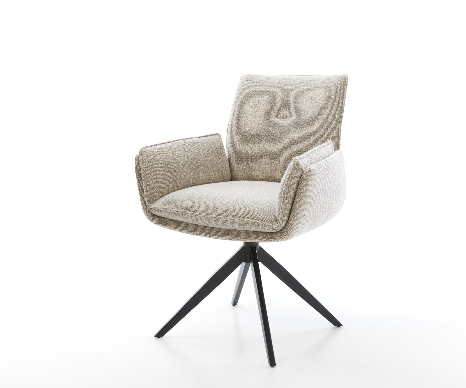 Drehstuhl Nela-Flex Webstoff Soft Beige Kreuzgestell breit Schwarz 360° drehbar Wippfunktion