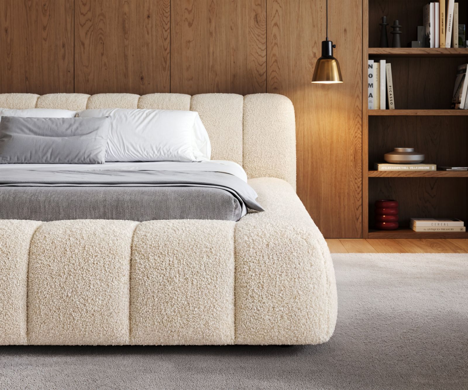 Polsterbettgestell Cutio 180x200 cm Teddystoff Beige 5