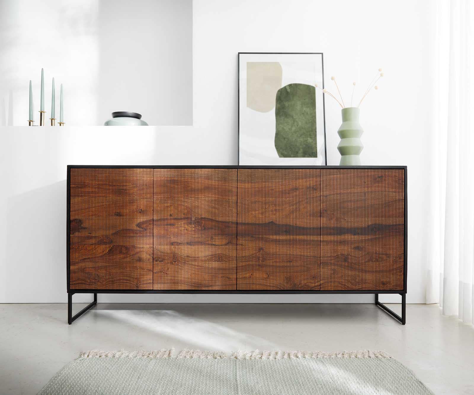 Sideboard Vaag 170 cm Sheesham Natur Mango Schwarz 4 Türen 2 Sideboard Vaag 170 cm Sheesham Natur Mango Schwarz 4 Türen 2