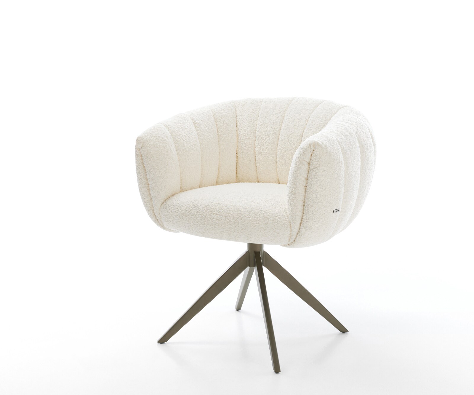 Drehstuhl Jada-Flex Bouclé Weiß Kreuzgestell breit Effektfinish Titan 360° drehbar Wippfunktion Taschenfederkern 1