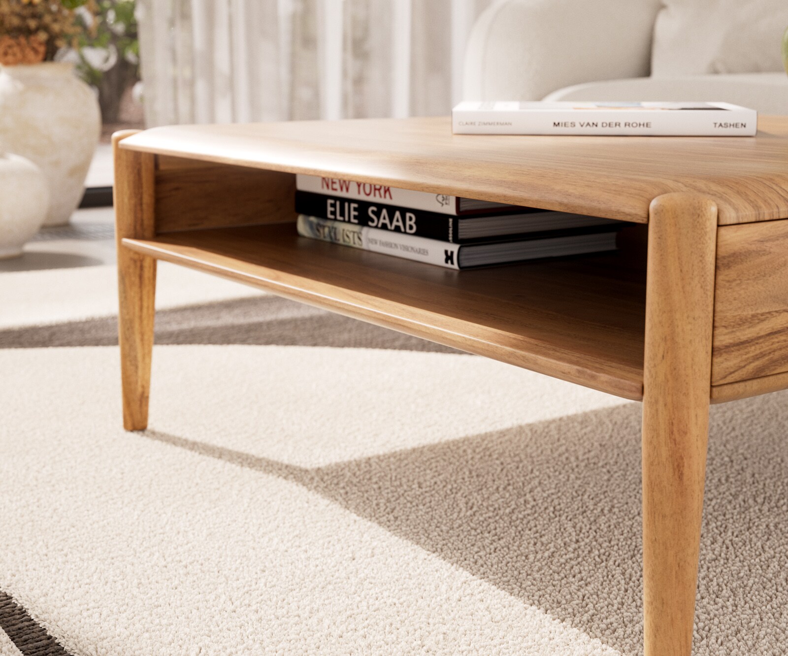 Couchtisch Simcha 90x90 cm Akazie Natur 1 Fach 4