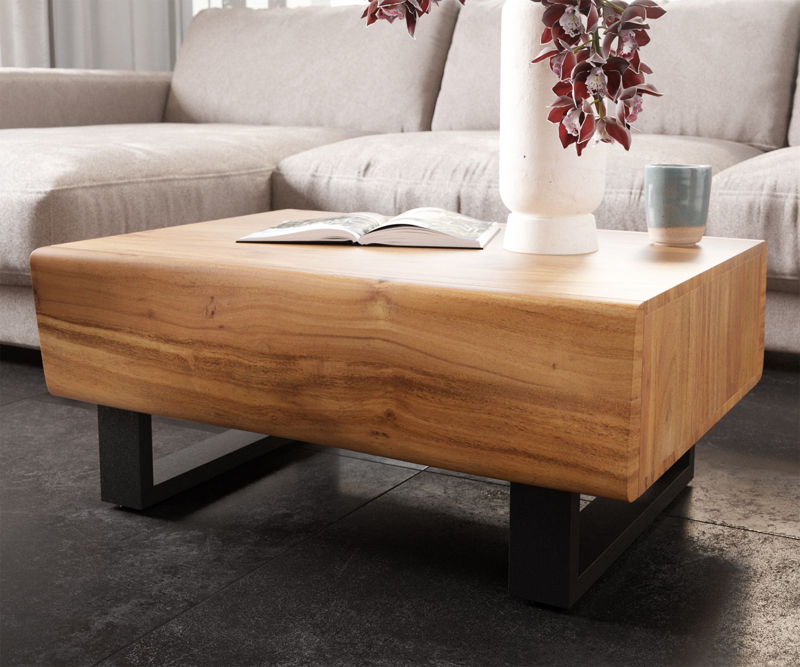 Fuß Kufe 20 cm Metall Schwarz für Kastenmöbel der Tiefe 60 cm (2er Set) 1