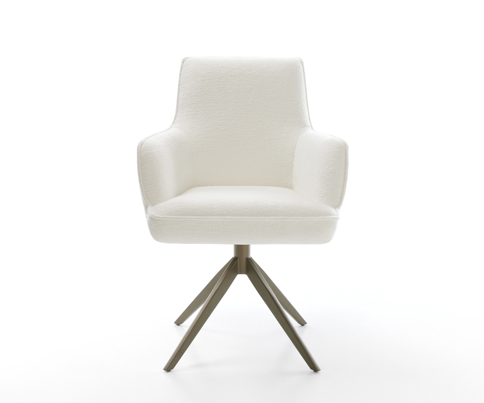 Drehstuhl Heira-Flex mit Armlehnen Bouclé Soft Beige Kreuzgestell breit Effektfinish Titan 360° drehbar Wippfunktion Taschenfederkern 1