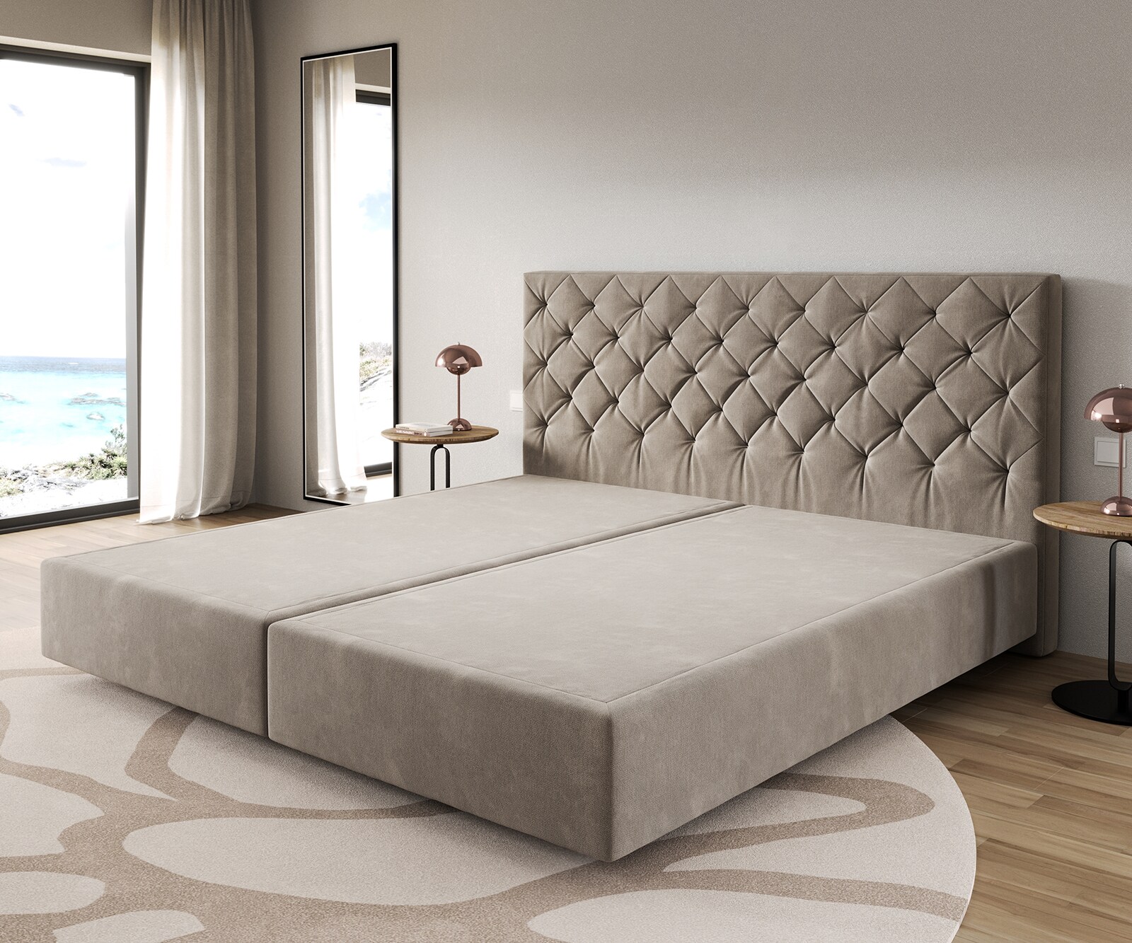 Boxspringgestell Dream-Great Mikrofaser Beige 200x200 cm 1