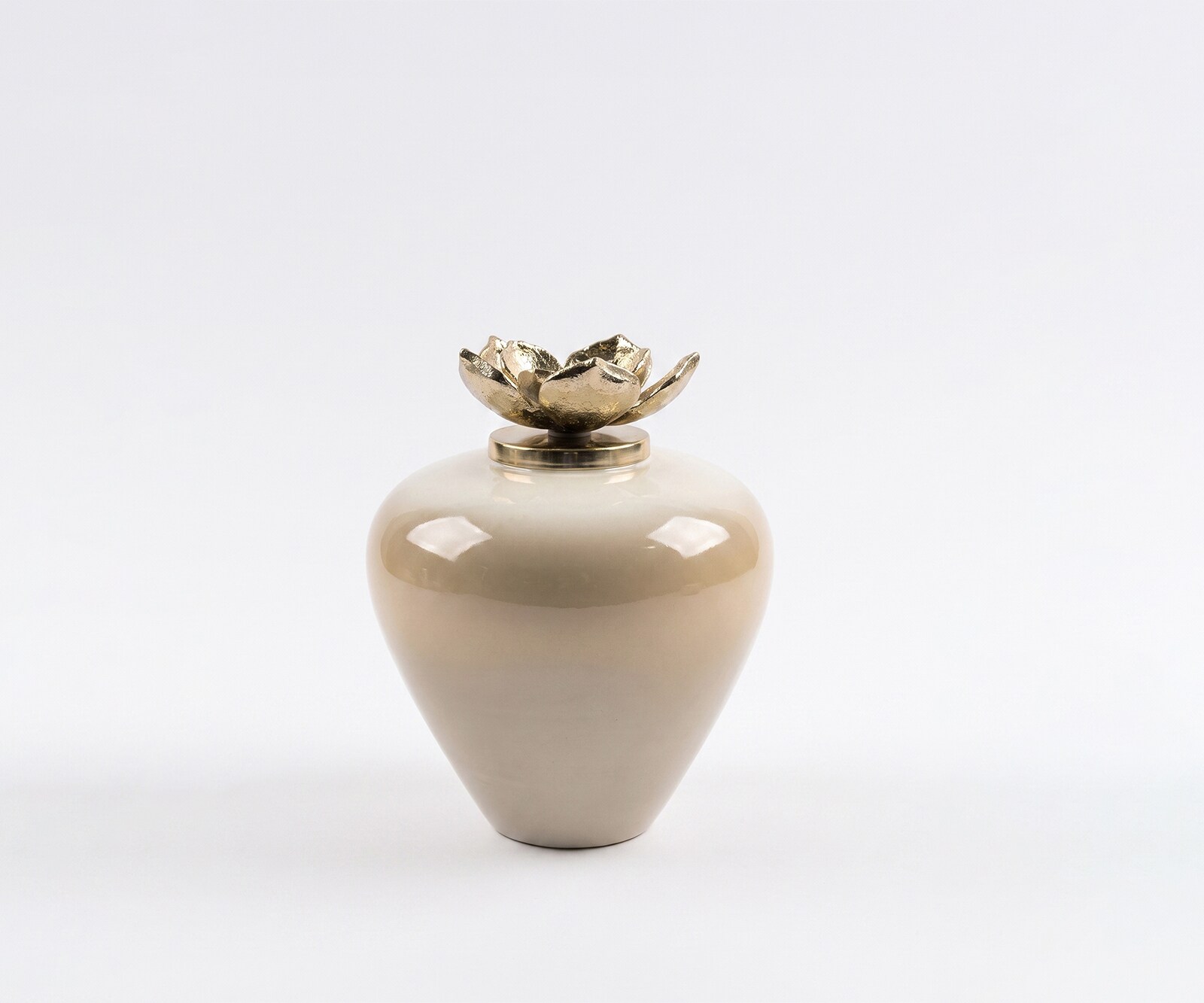 Vase Florena l22 x P22 x H28 cm Verre Vanilla Mokka Fait main