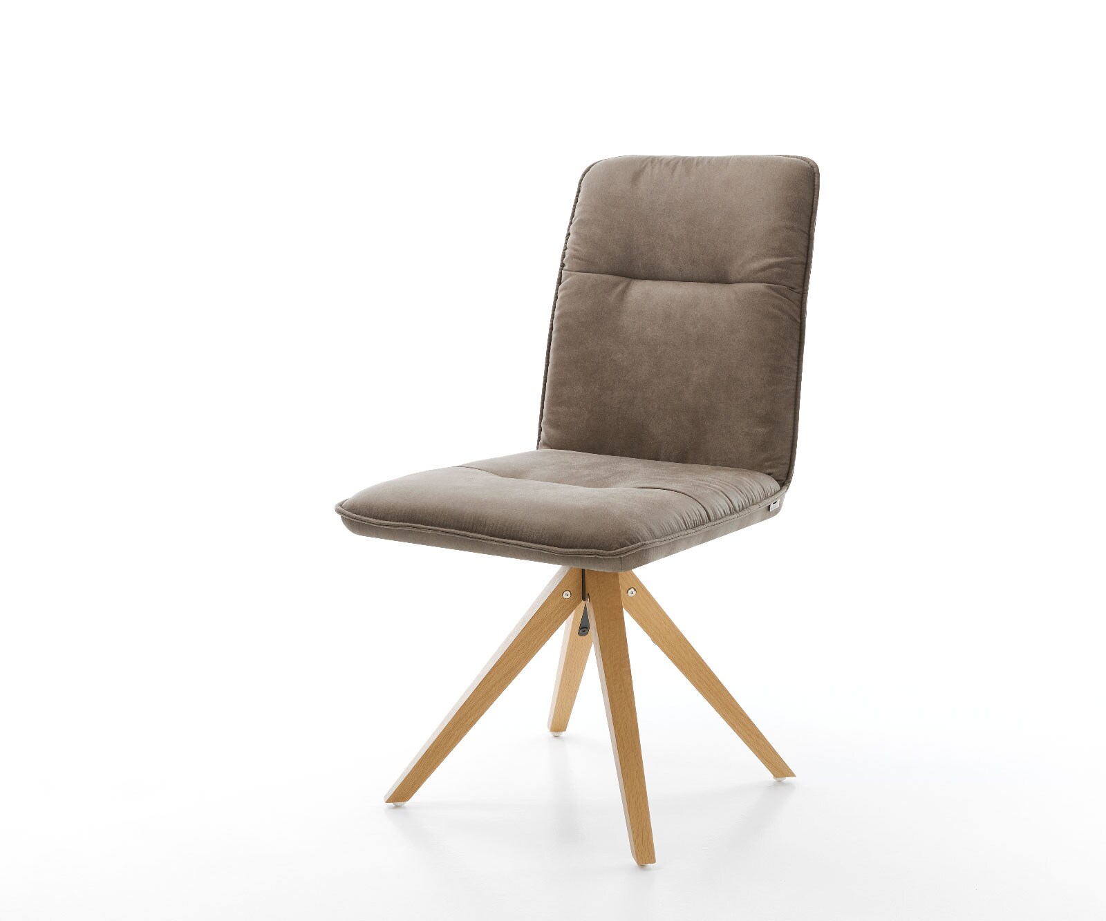 Drehstuhl Vinjo-Flex Taupe Vintage Holzgestell kantig 180° drehbar