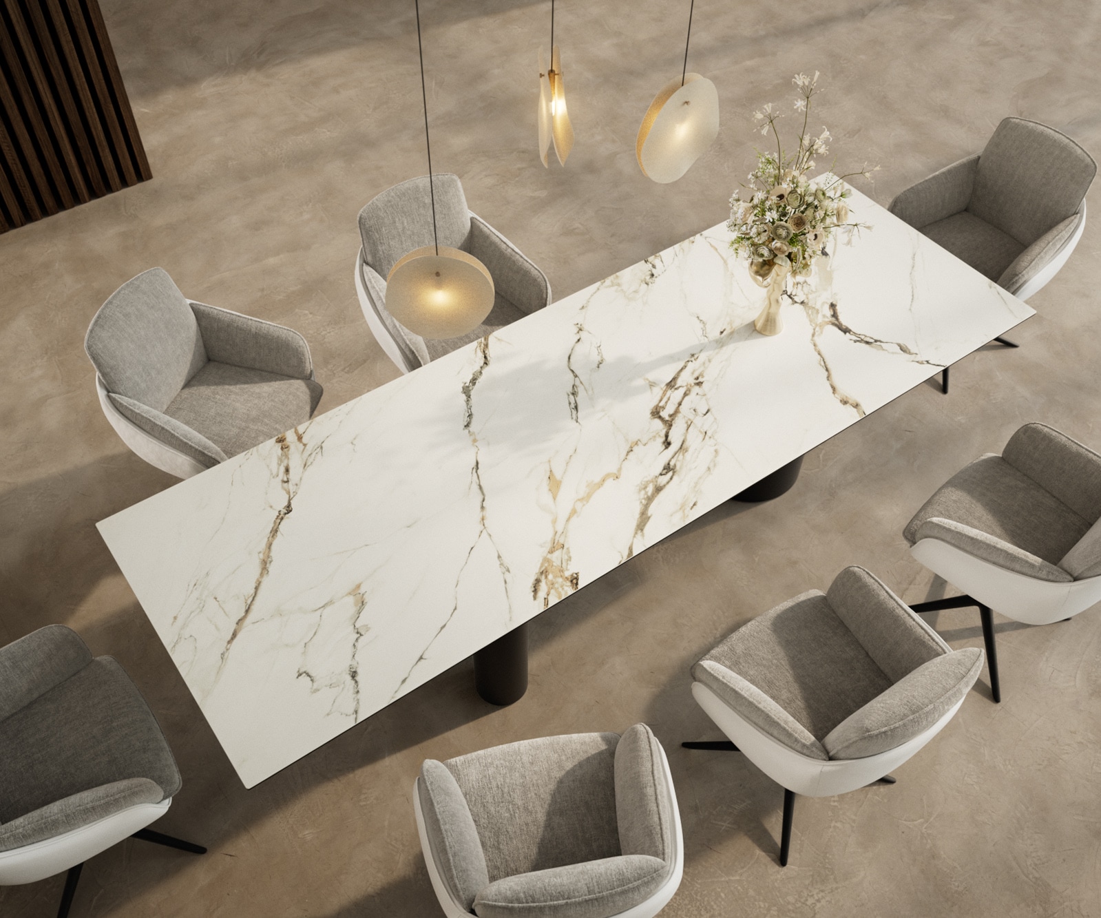 Esstisch Edge 300x100 Keramik Calacatta Luxe Weiß-Gold-Grau Troa Metall Schwarz 3 Esstisch Edge 300x100 Keramik Calacatta Luxe Weiß-Gold-Grau Troa Metall Schwarz 3