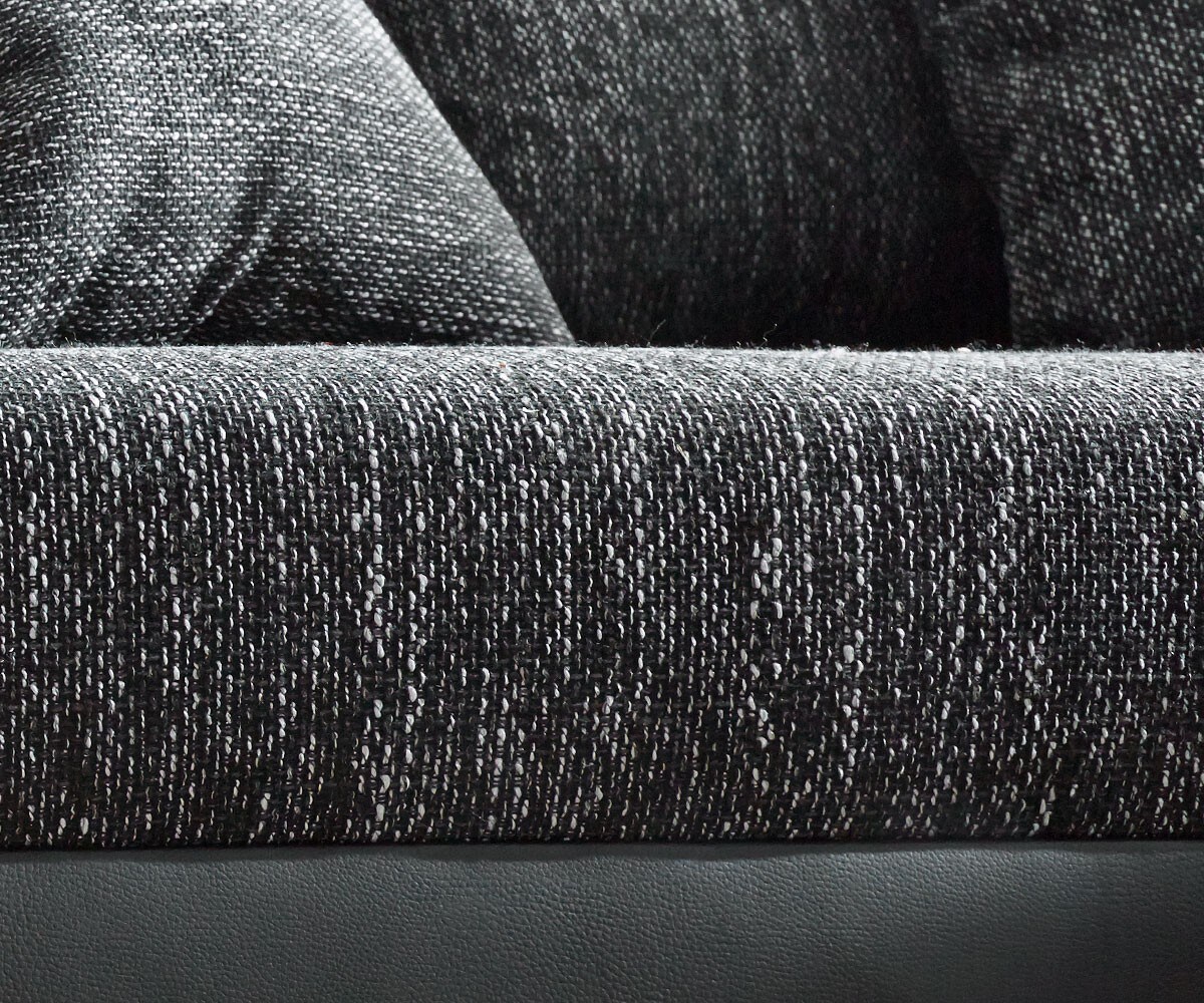 Ecksofa Clovis Schwarz mit Hocker Ottomane Rechts Modular 7