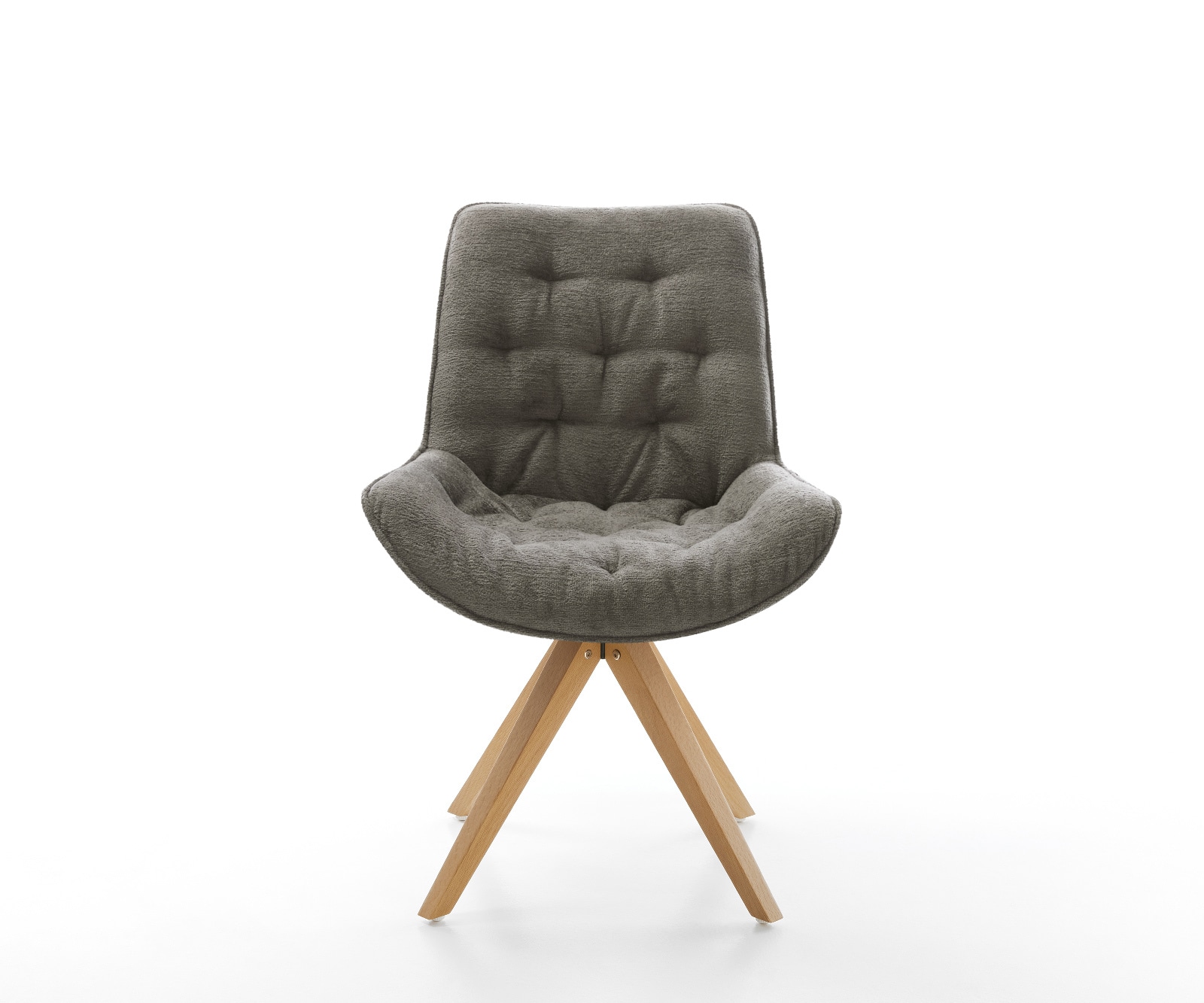 Drehstuhl Taimi-Flex Bouclé Soft Schlamm Holzgestell kantig Natur 360° drehbar 1