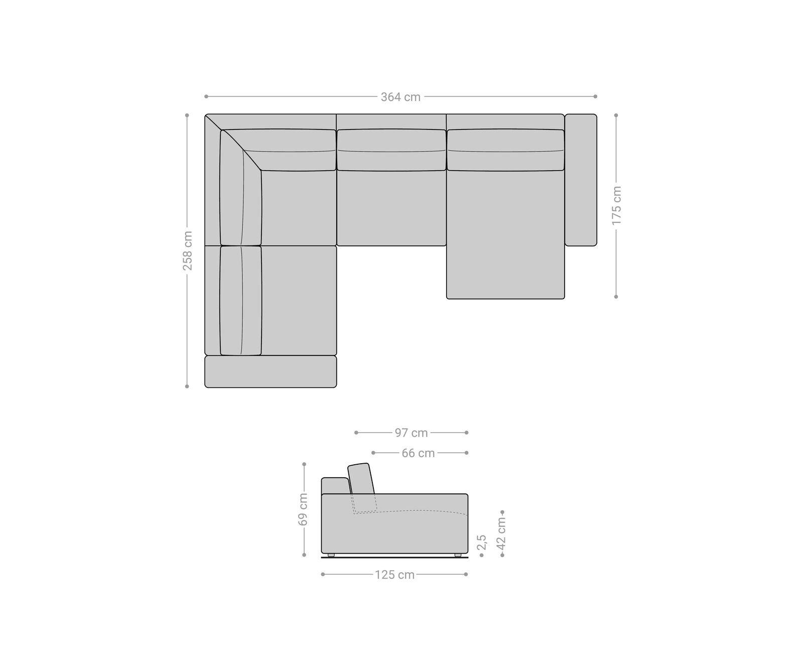 Wohnlandschaft Lanzo XL 360x260 cm Mikrofaser Khakibraun Recamiere variabel 7