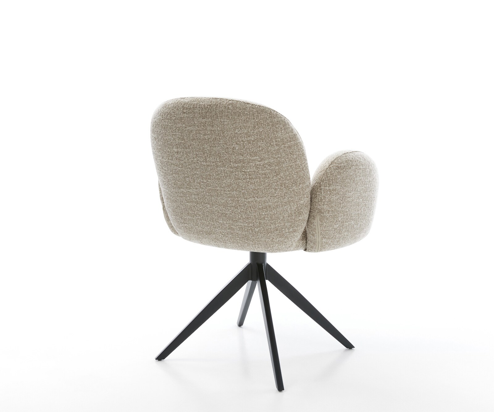Drehstuhl Nube-Flex mit Armlehnen Webstoff Soft Beige Kreuzgestell breit Schwarz 360° drehbar Wippfunktion Taschenfederkern 5