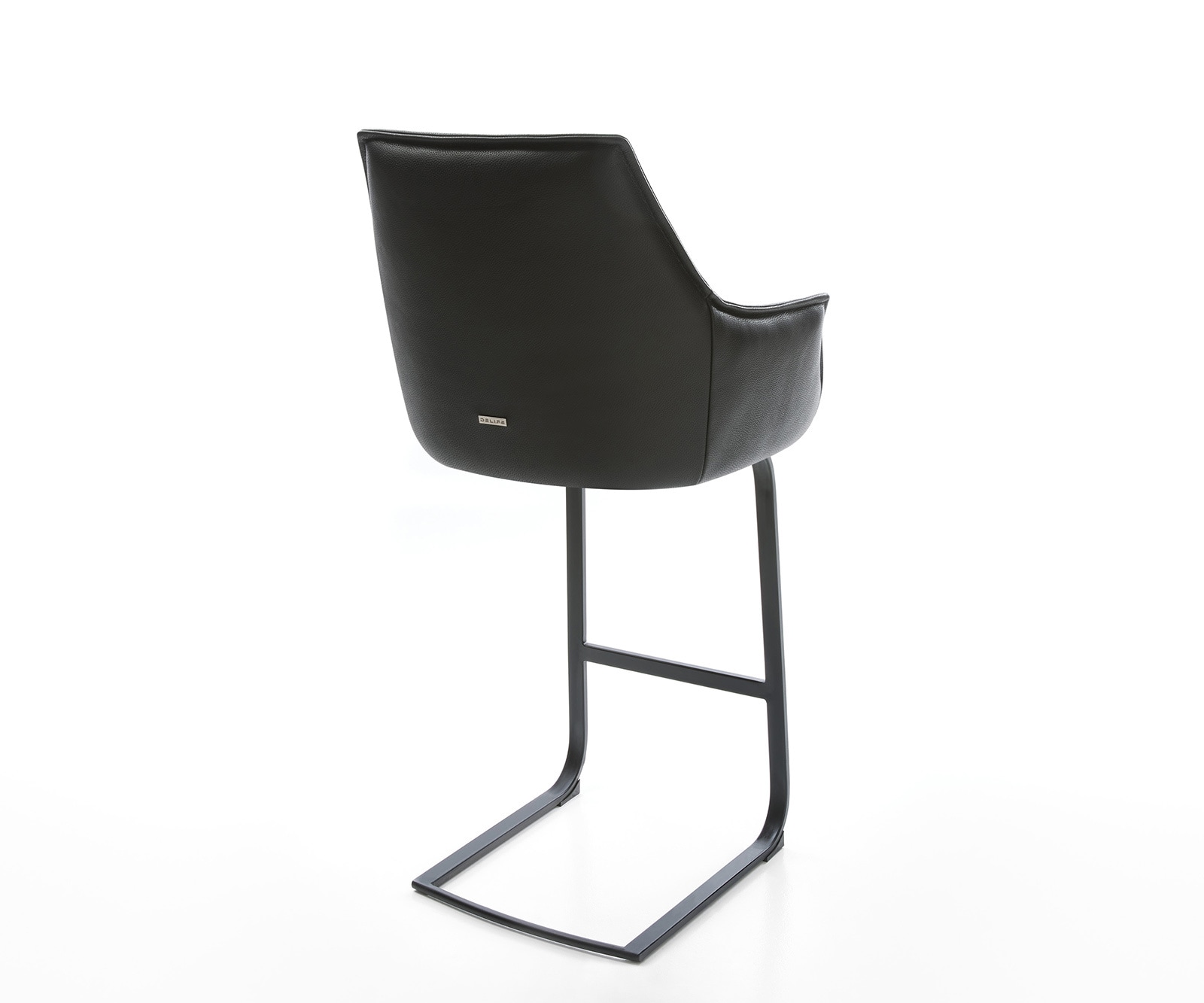 Barstuhl Alja-Flex Echt-Leder Schwarz Freischwinger flach Metall Schwarz Taschenfederkern 5