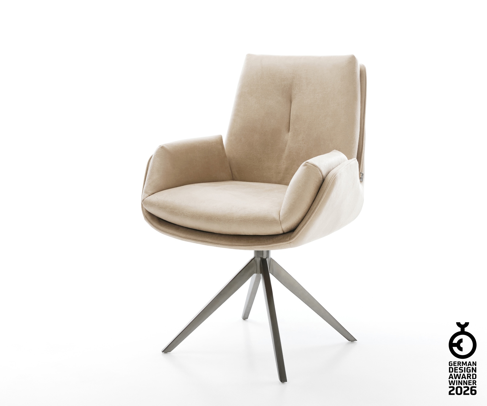 Drehstuhl Clea-Flex Mikrofaser Beige Vintage Kreuzgestell breit Graphit 360° drehbar Wippfunktion 1