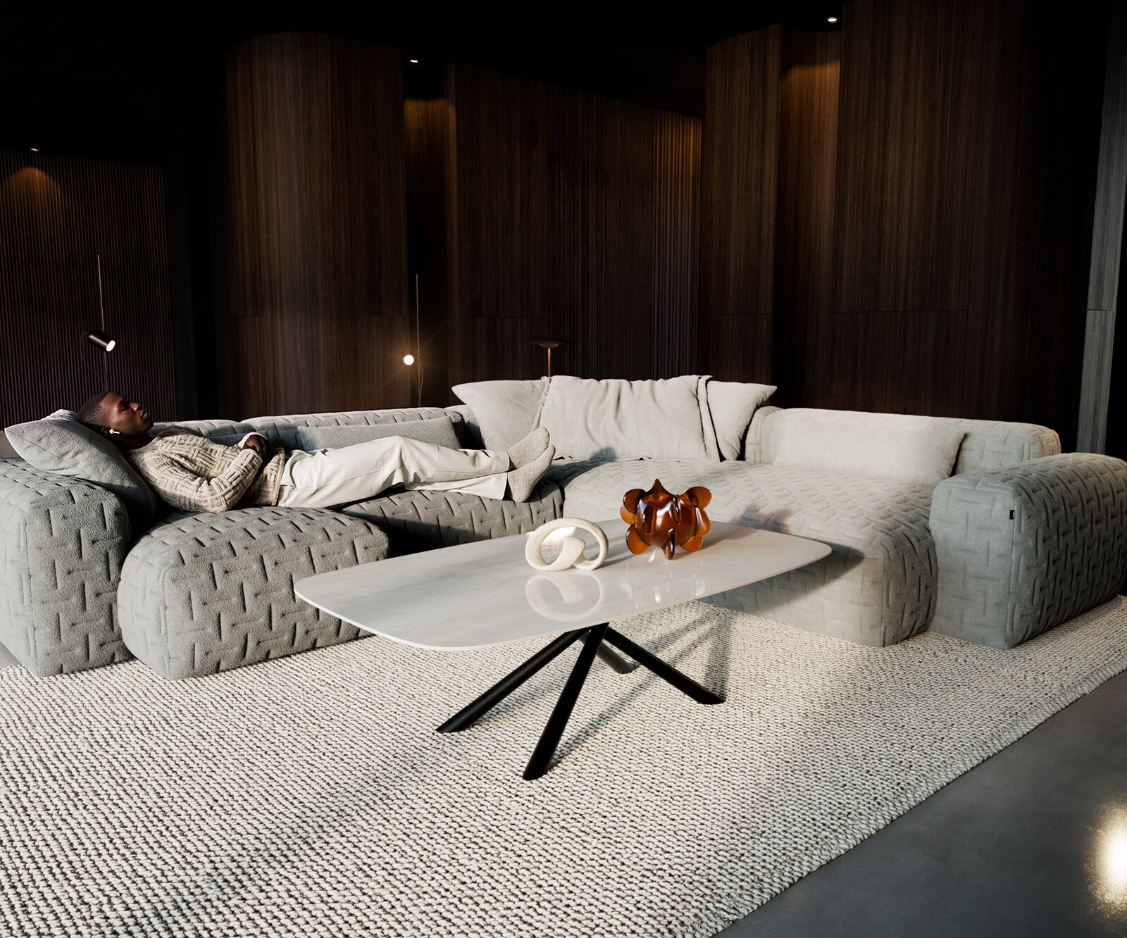 Couchtisch Edge Boot 140x80 cm Keramik Onyx Champagne Sarity Metall Schwarz 6