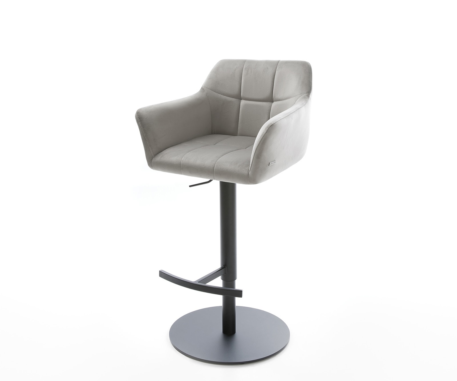 Barstuhl Yulo-Flex Samt Grau Drehfuß höhenverstellbar Metall Barstuhl Yulo-Flex Samt Grau Drehfuß höhenverstellbar Metall