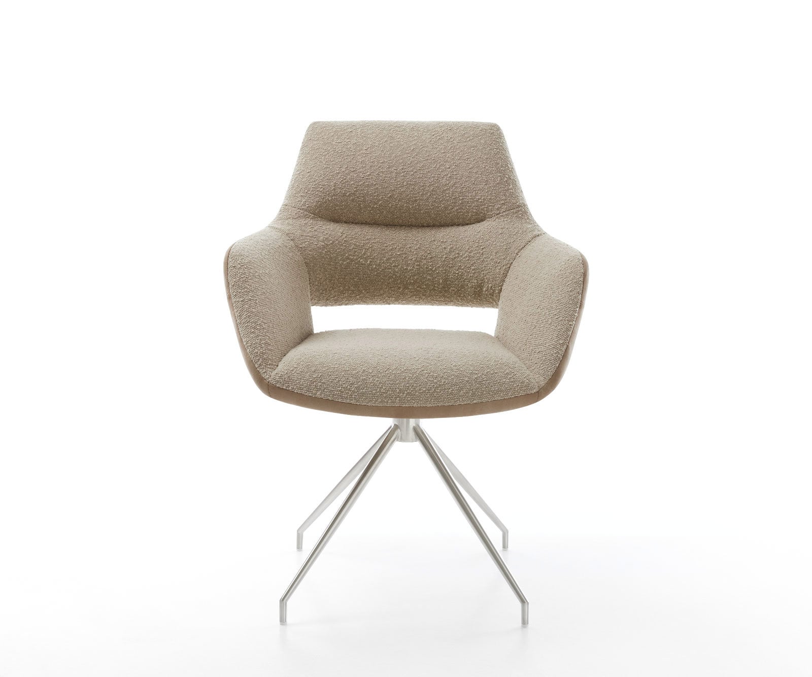 Drehstuhl Yago-Flex mit Armlehnen Materialmix Schlamm Kreuzgestell konisch Edelstahl 180° drehbar Taschenfederkern 1 Drehstuhl Yago-Flex mit Armlehnen Materialmix Schlamm Kreuzgestell konisch Edelstahl 180° drehbar Taschenfederkern 1