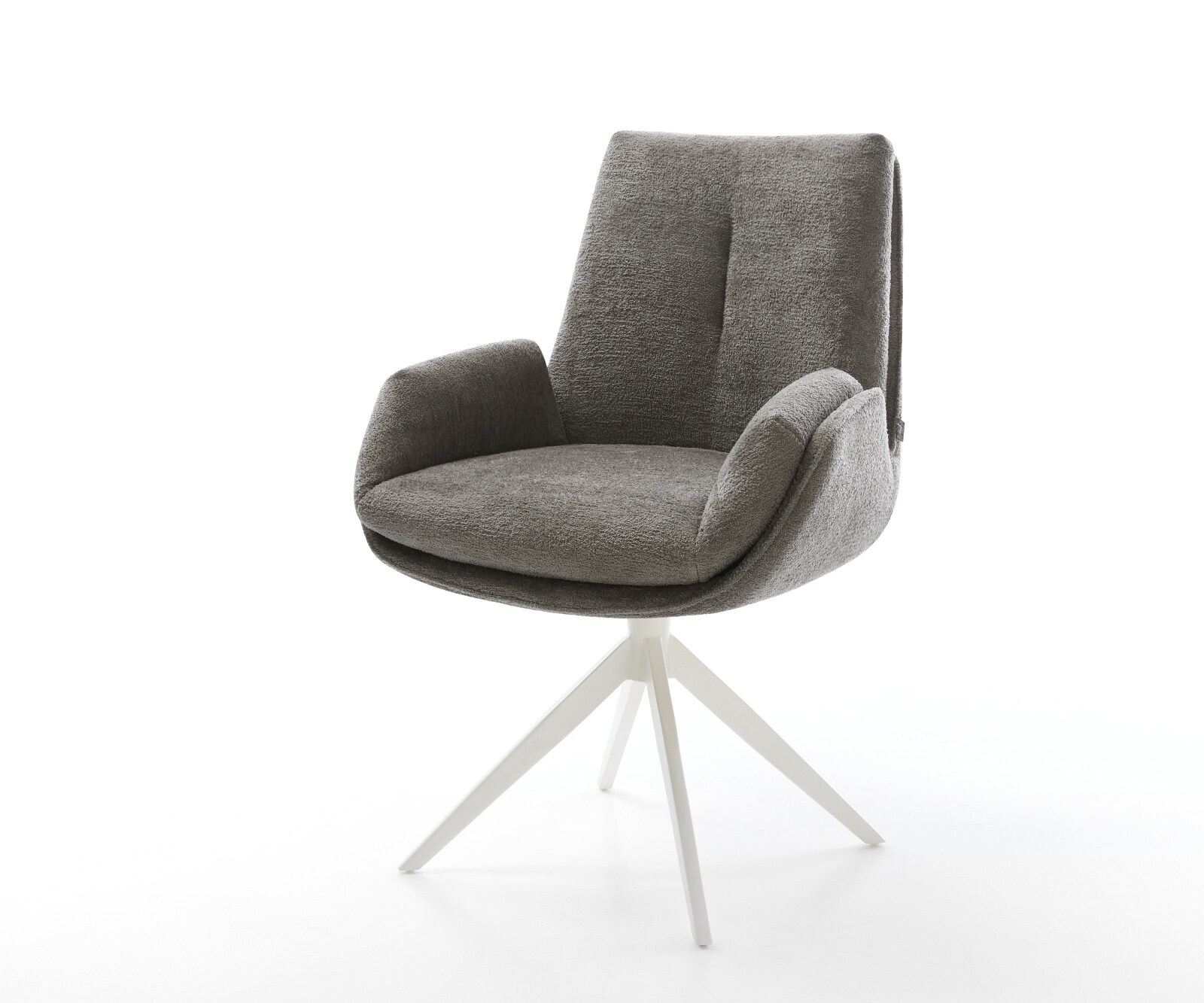 Drehstuhl Clea-Flex Bouclé Soft Schlamm Kreuzgestell breit Weiß 360° drehba günstig online kaufen