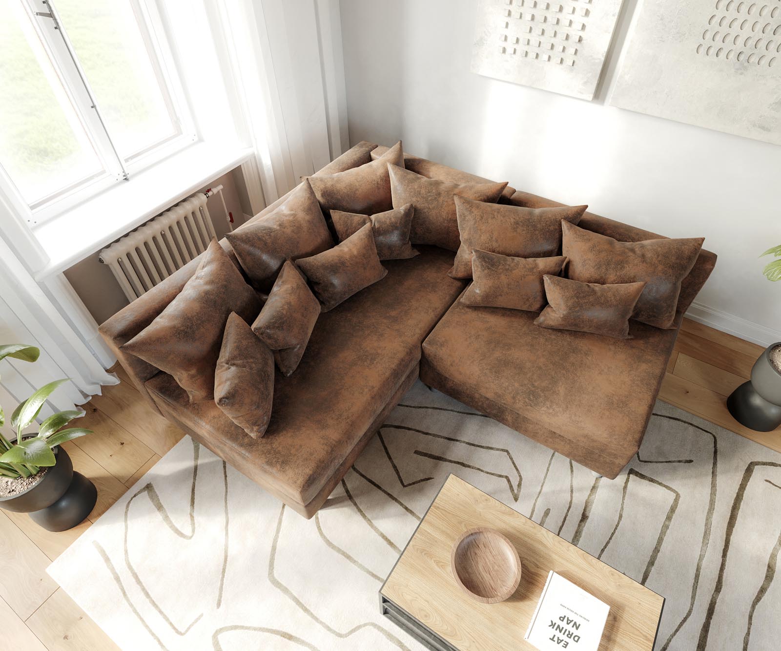 Ecksofa Clovis Braun Antik Optik Ottomane Links Modulsofa 3