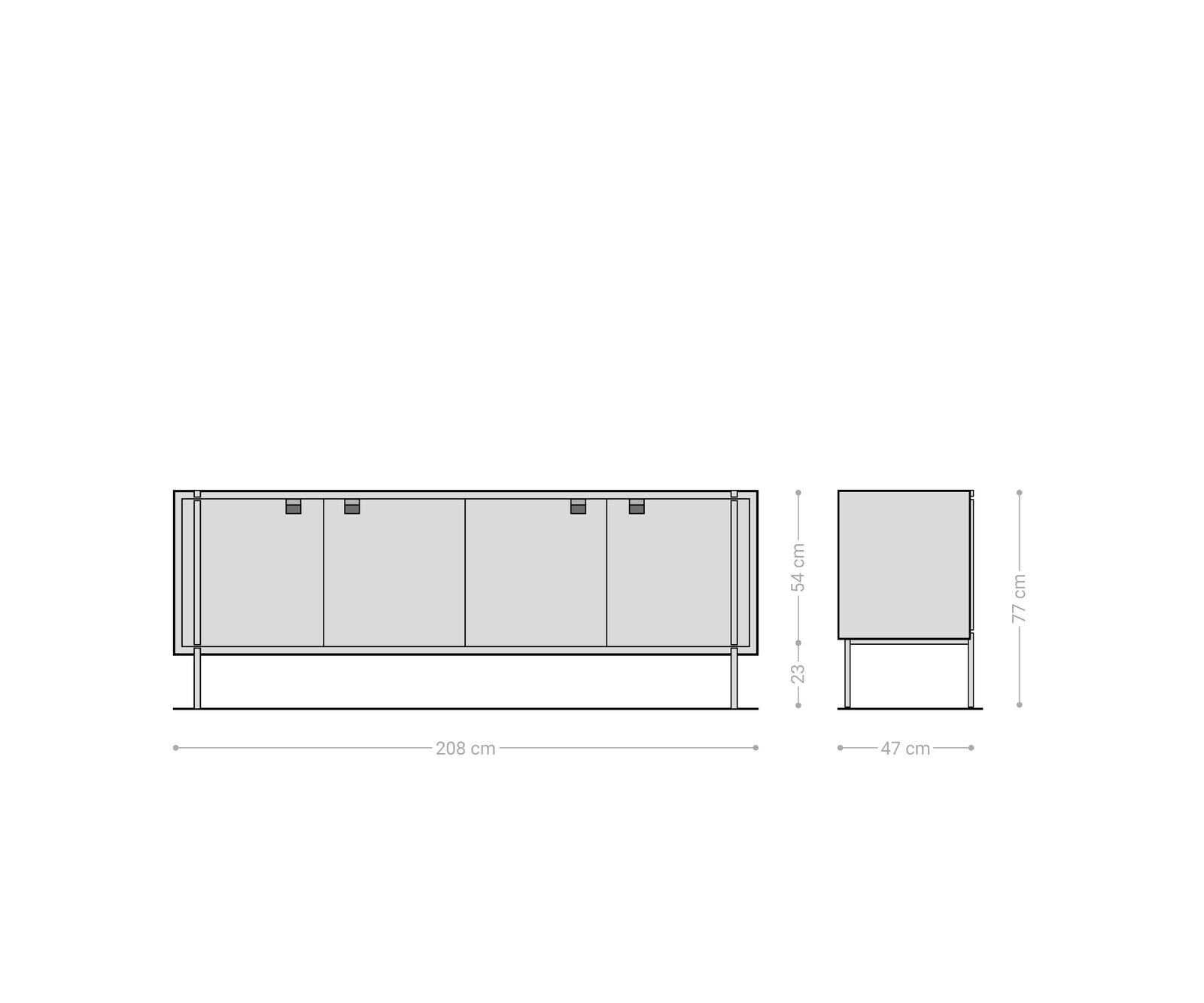 Sideboard Rivoro 210 cm Akazie Natur 4 Türen 6