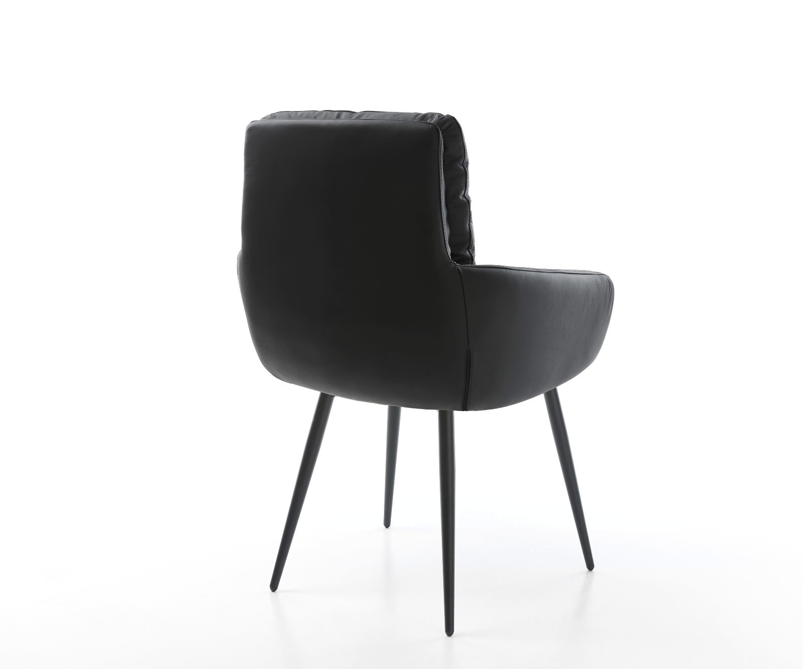 Esszimmerstuhl Abelia-Flex mit Armlehnen Echt-Leder Schwarz 4-Fuß konisch Schwarz 4 Esszimmerstuhl Abelia-Flex mit Armlehnen Echt-Leder Schwarz 4-Fuß konisch Schwarz 4
