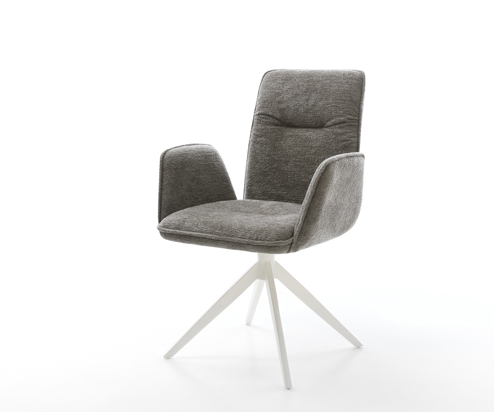 Drehstuhl Vinja-Flex Bouclé Soft Schlamm Kreuzgestell breit Weiß 360° drehbar Wippfunktion