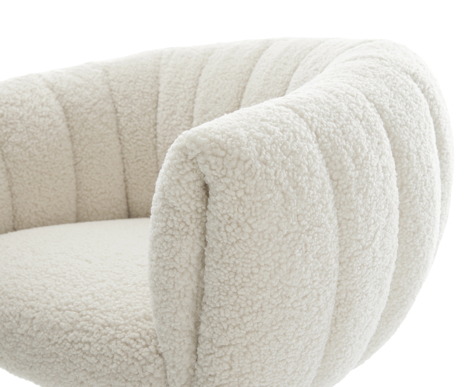 Drehstuhl Jada-Flex Teddystoff Beige Fußkreuz Edelstahl 360° drehbar Wippfunktion Taschenfederkern 4