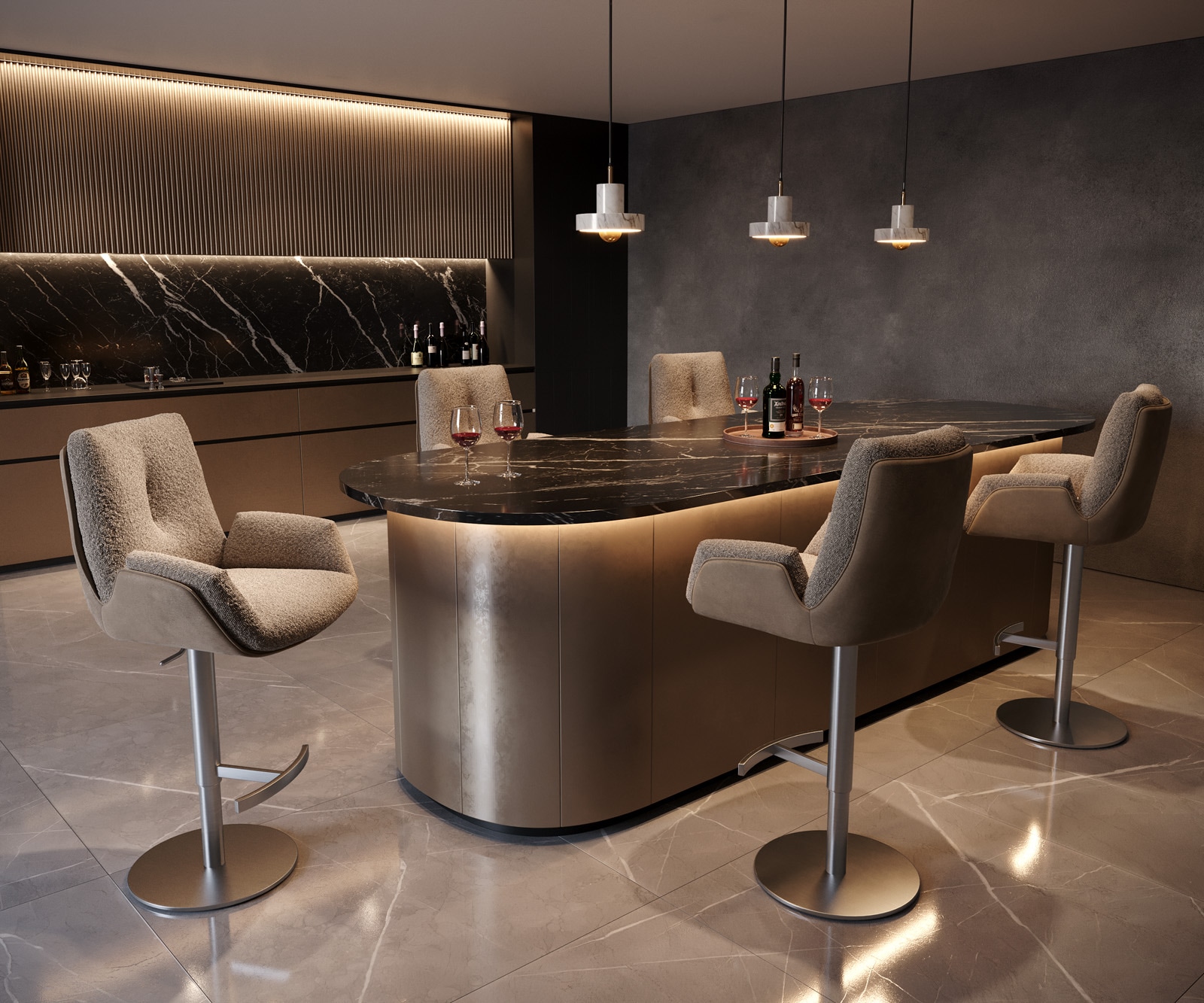 Barstuhl Clea-Flex Materialmix Schlamm Drehfuß höhenverstellbar Edelstahl drehbar 4