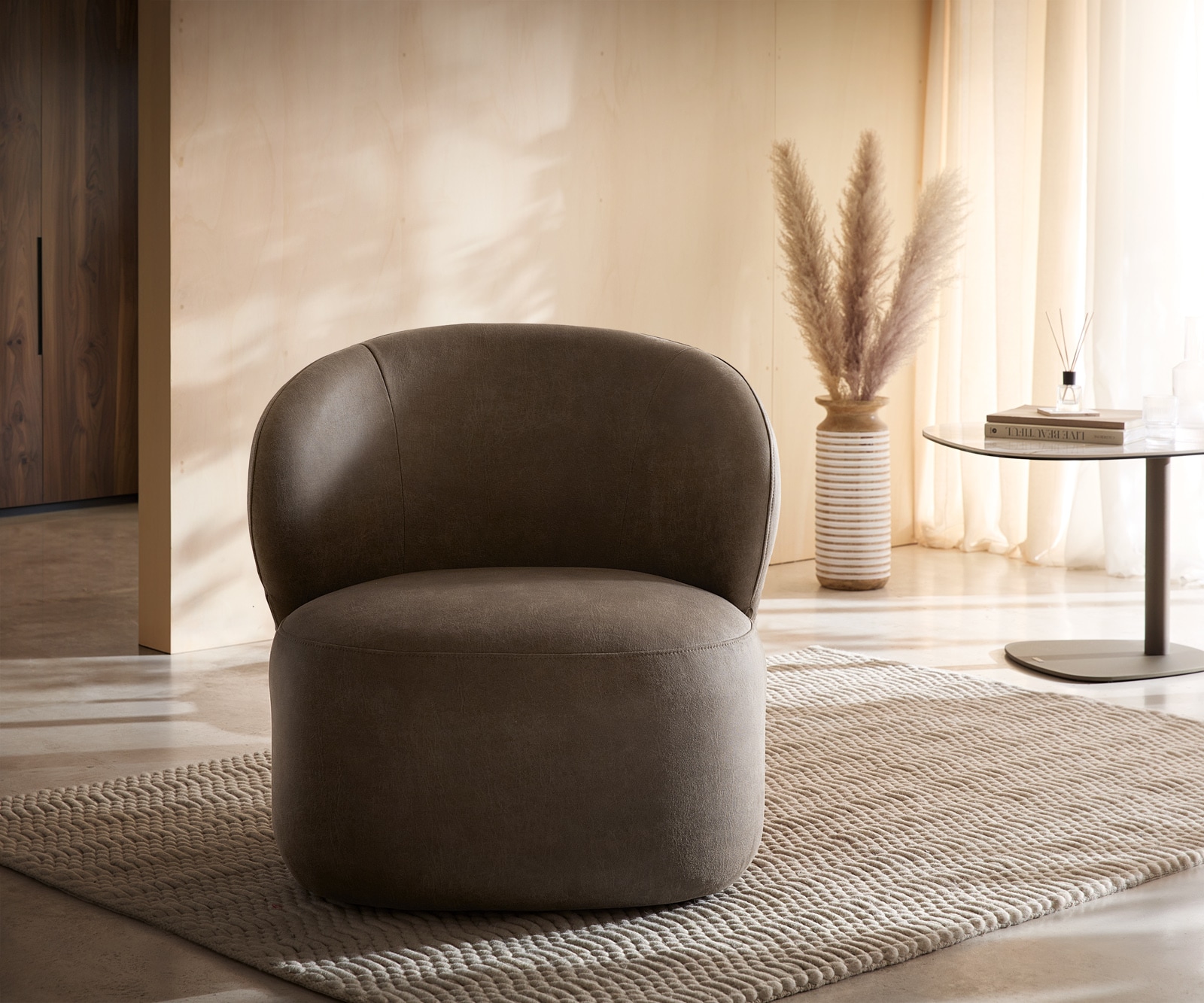 Loungesessel Pulo 80x80 cm Mikrofaser Taupe Vintage 6